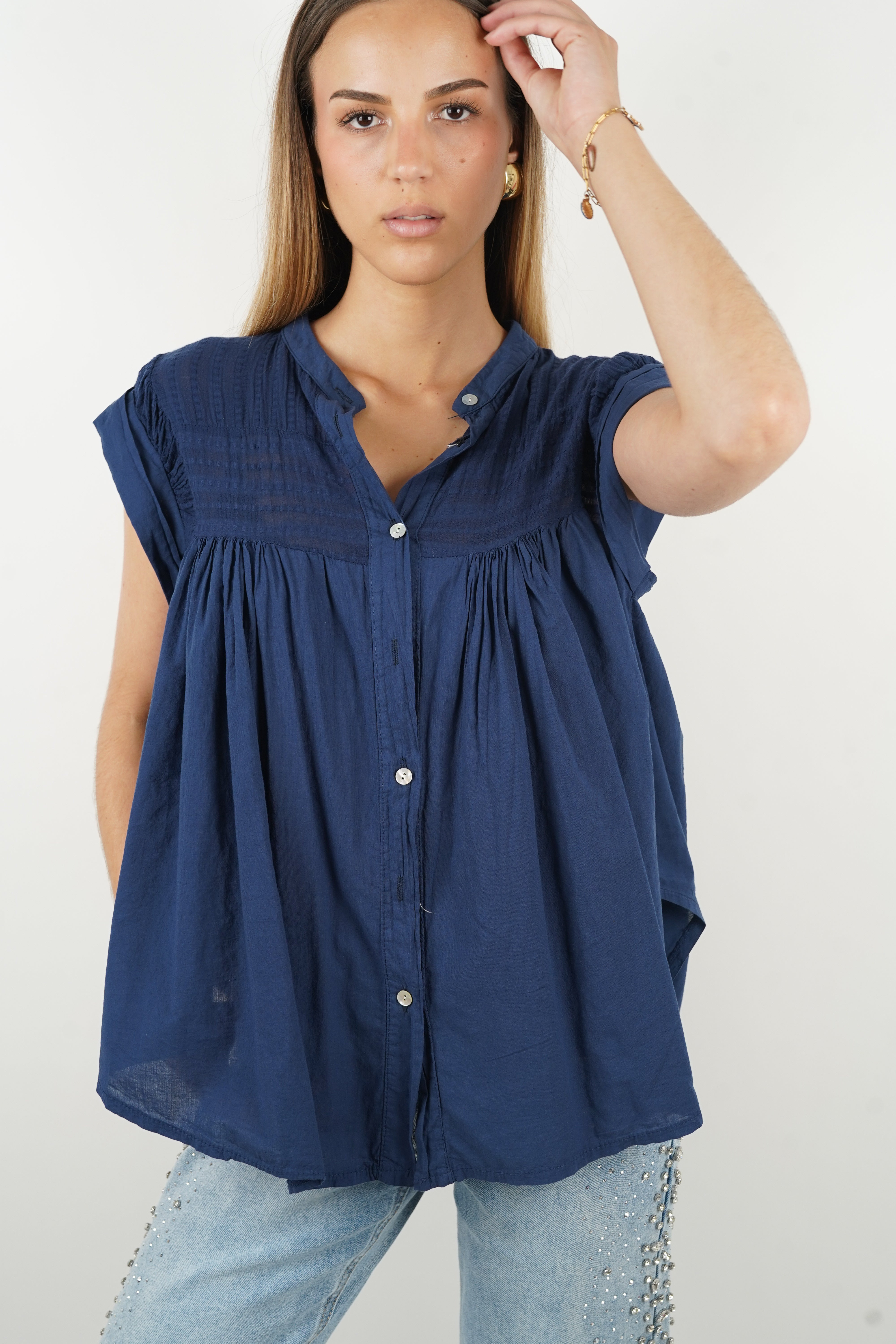 Arielle navy blue blouse