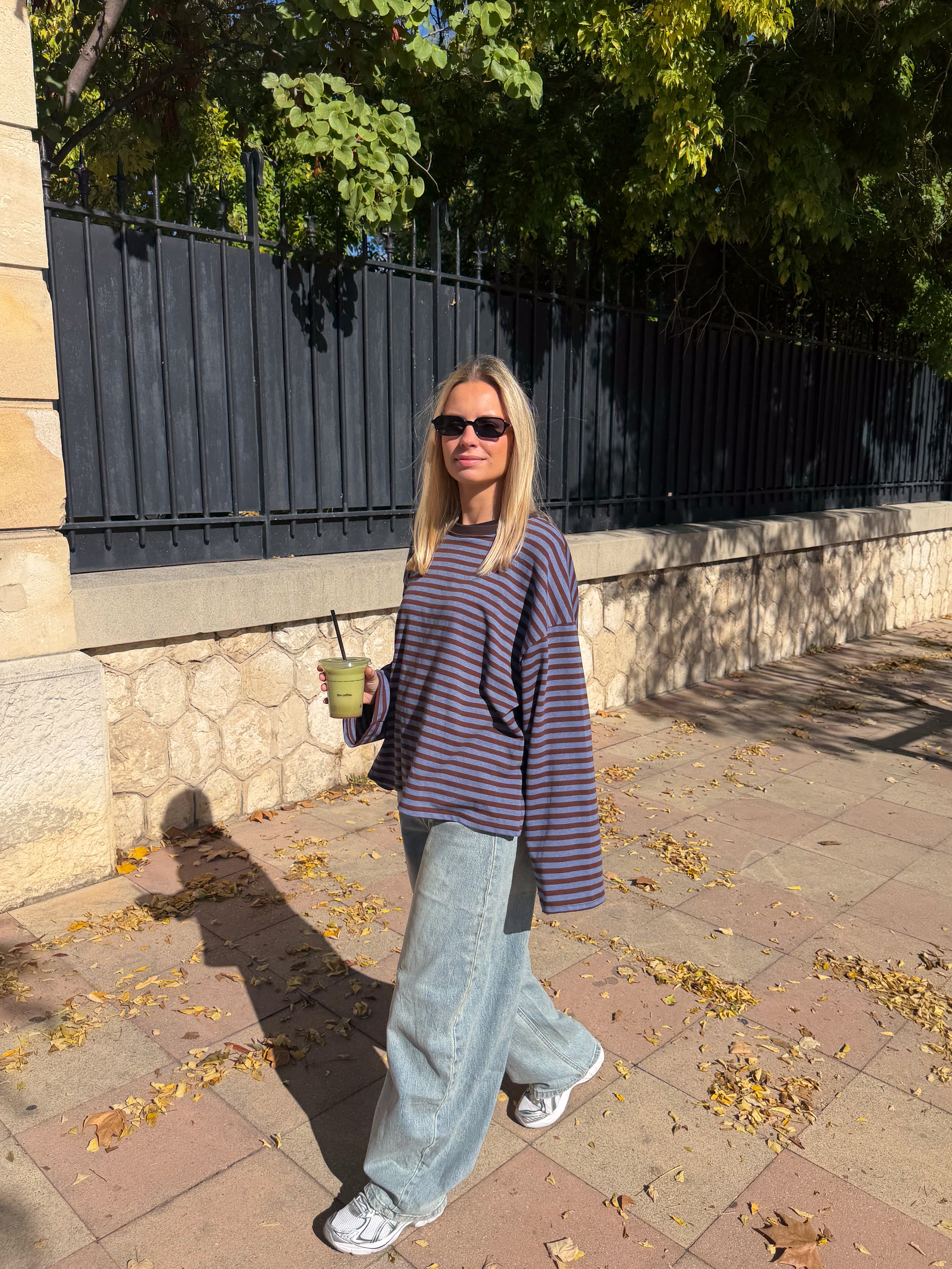 Tee-shirt Océane bleu gris et marron