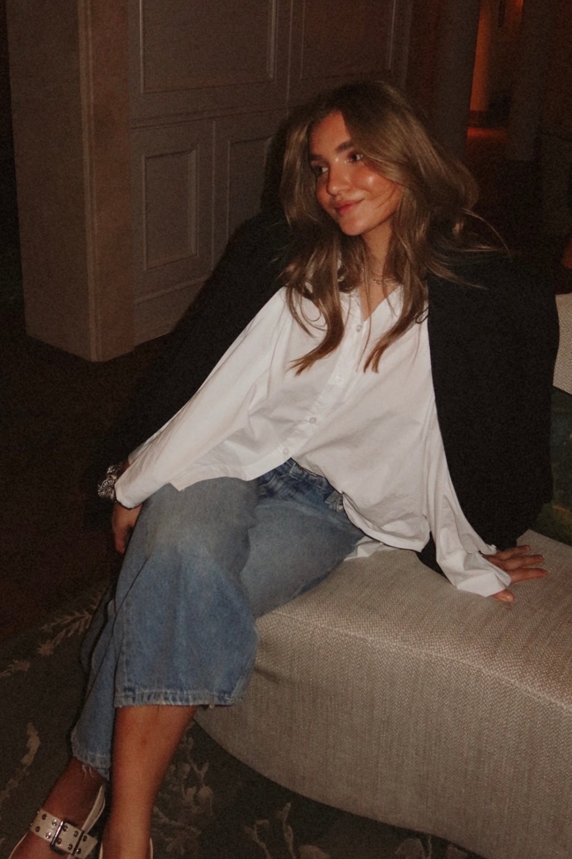 Chemise coton manches chauve-souris blanche