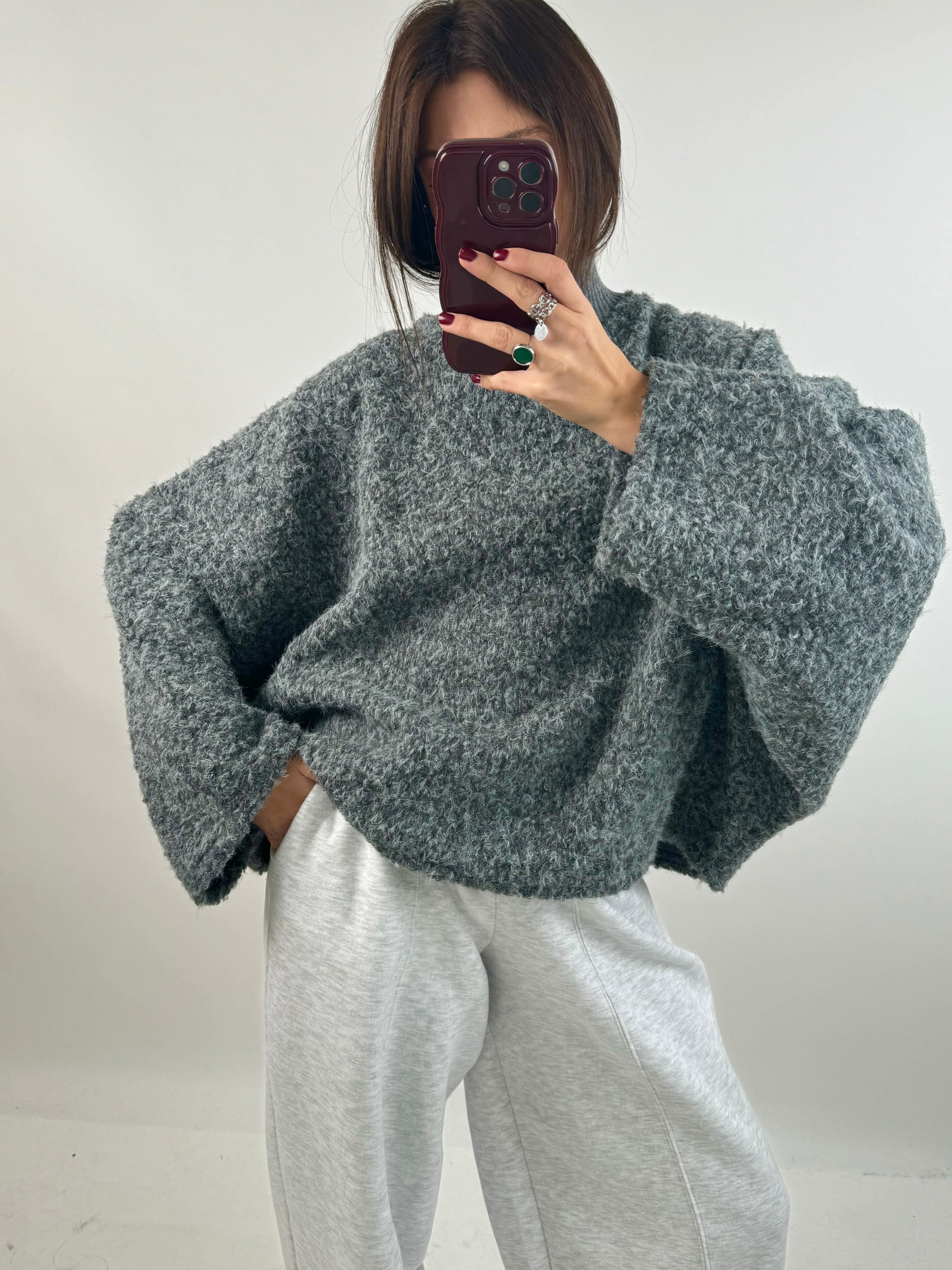 Pull-cape Milena gris chiné