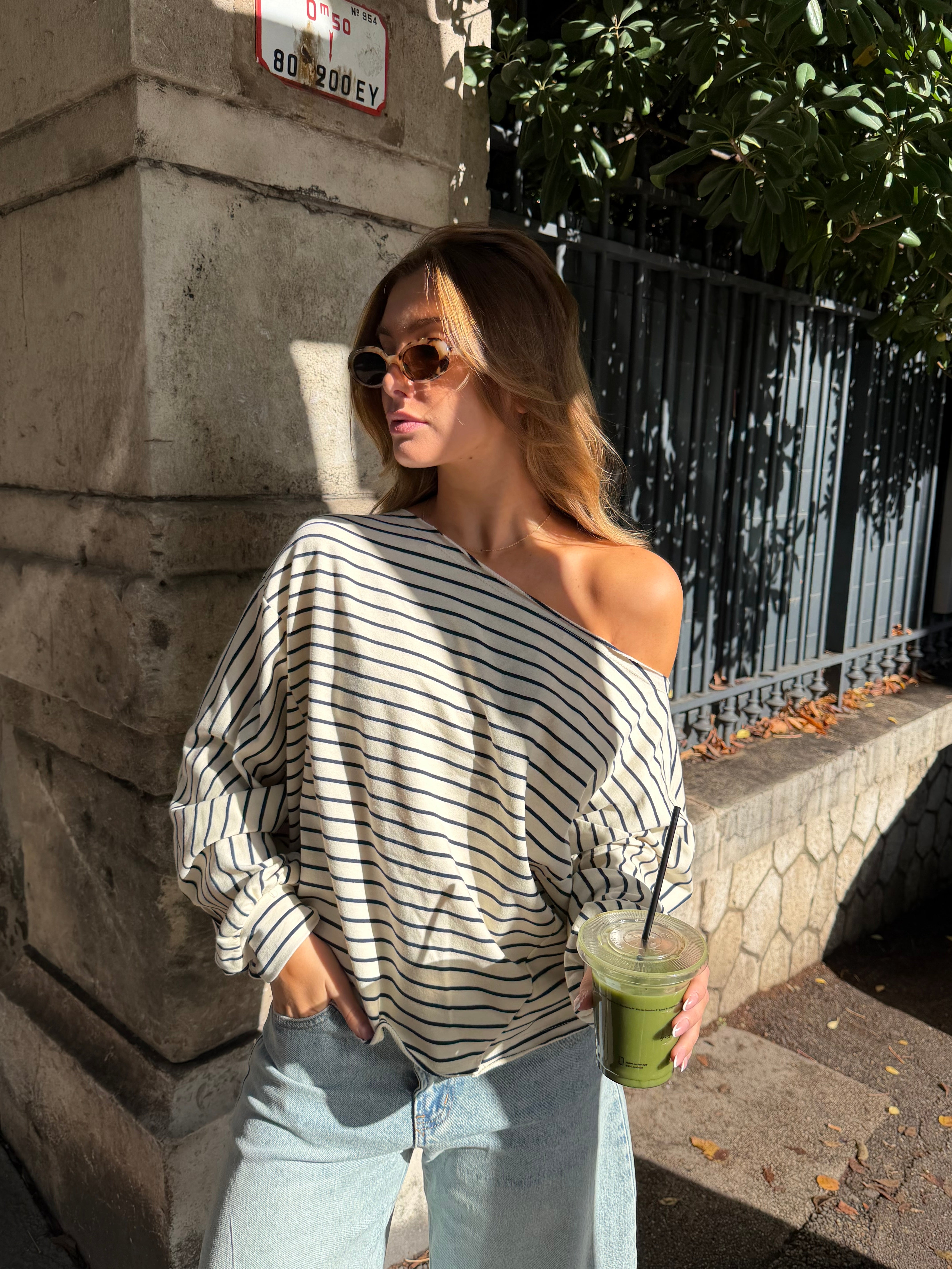 Tee-shirt Juliette à rayures bleues