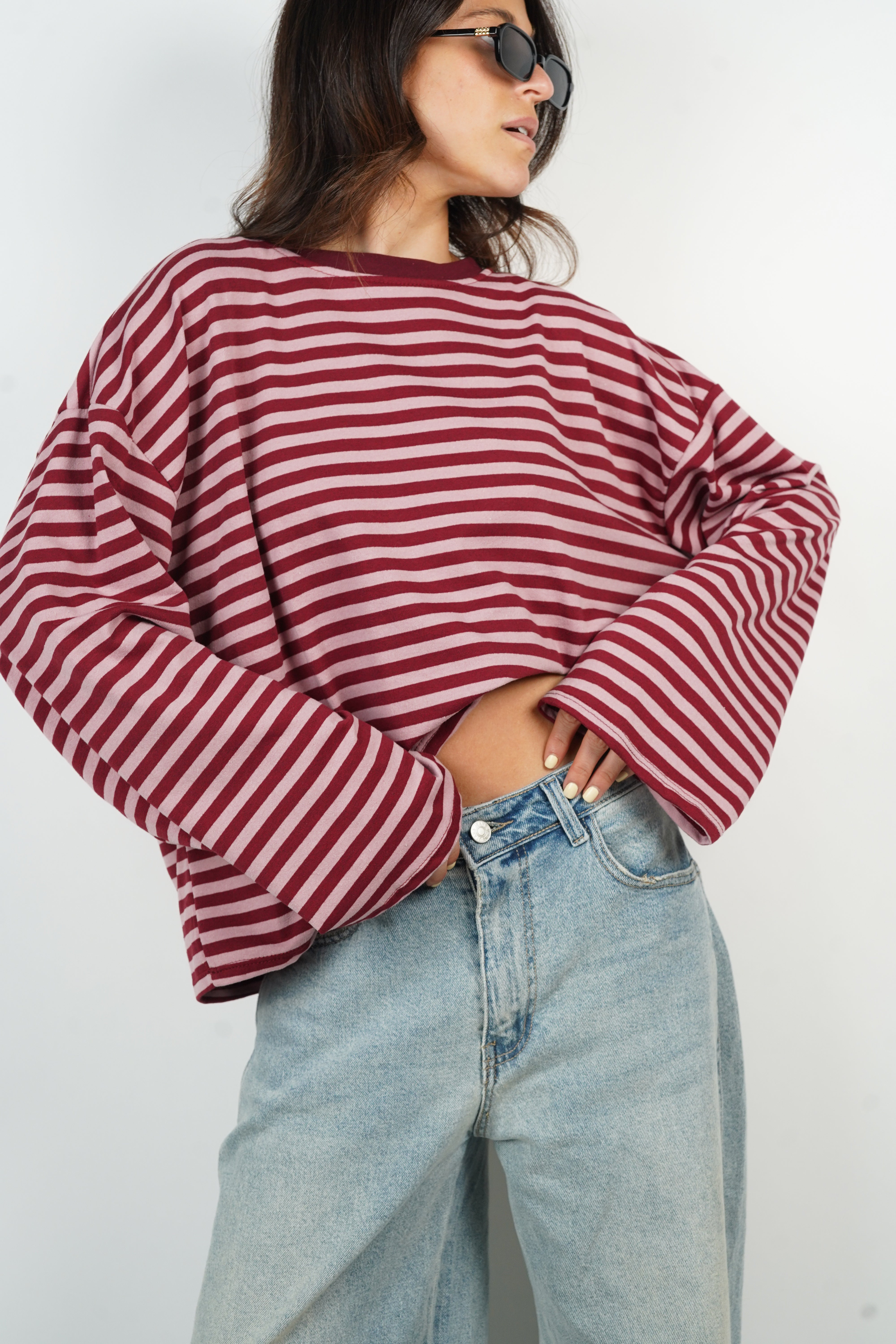 Tee-shirt Océane bordeaux et rose