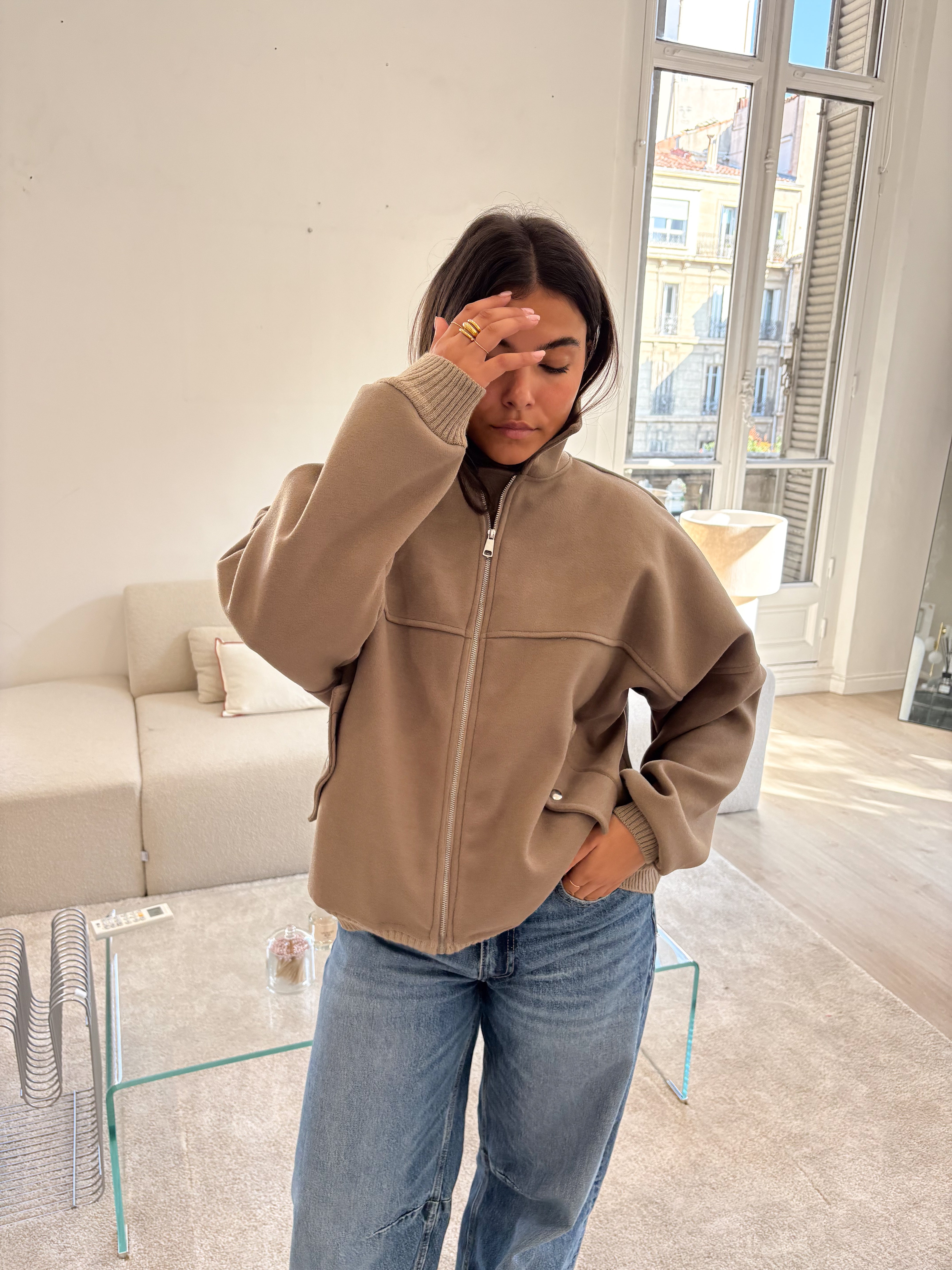 Taupefarbene Bomberjacke Angelina