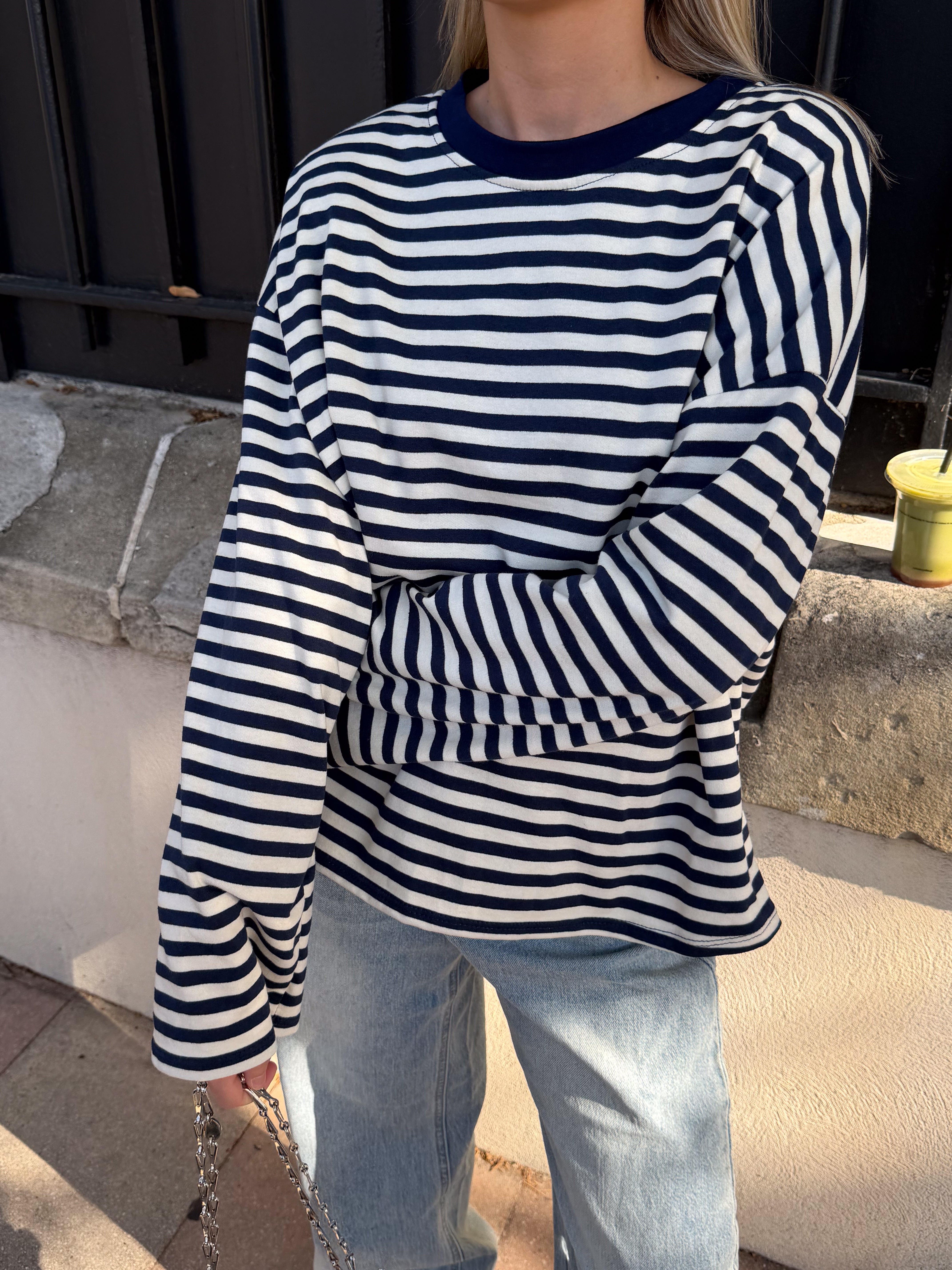 Tee-shirt Océane bleu marine et crème
