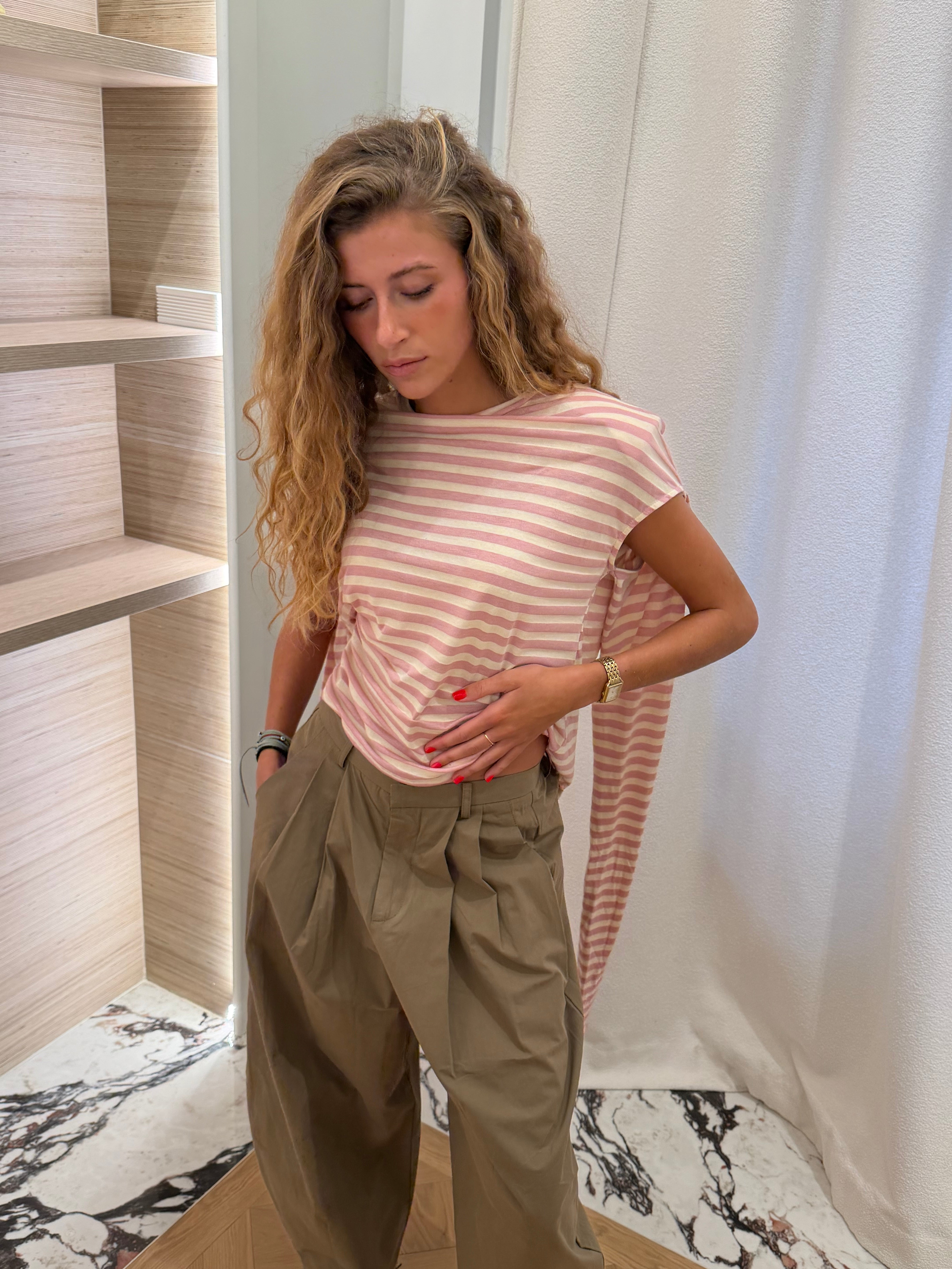 T-Shirt Giulia beige und blassrosa
