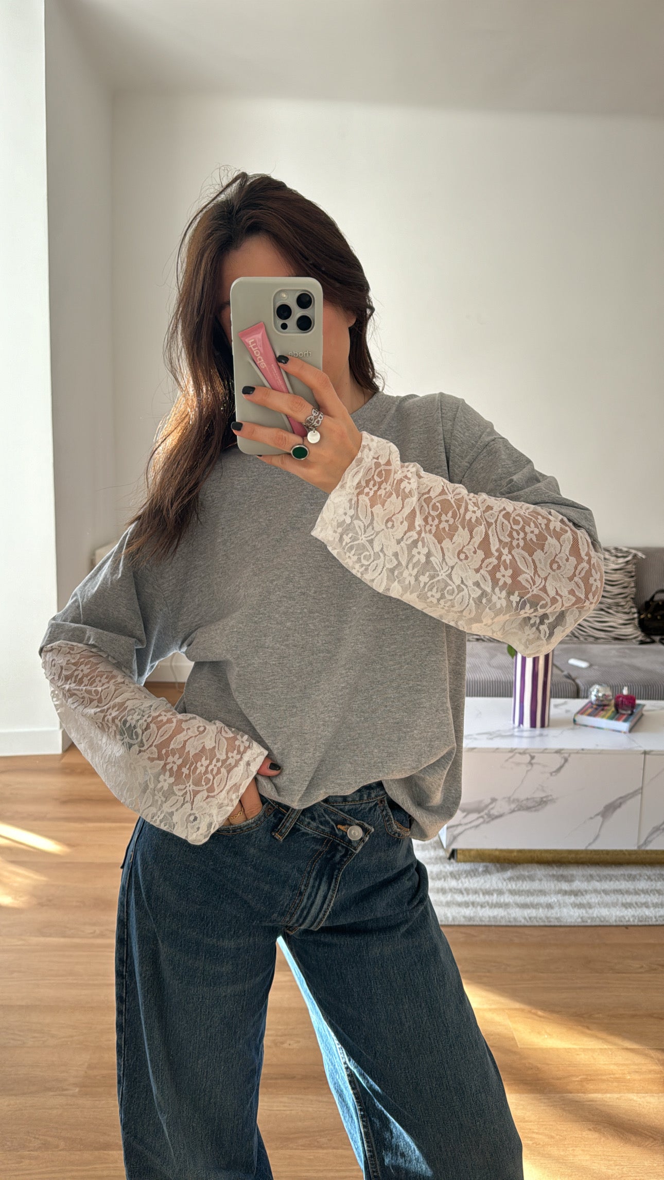 Tofarvet Léna T-shirt grå