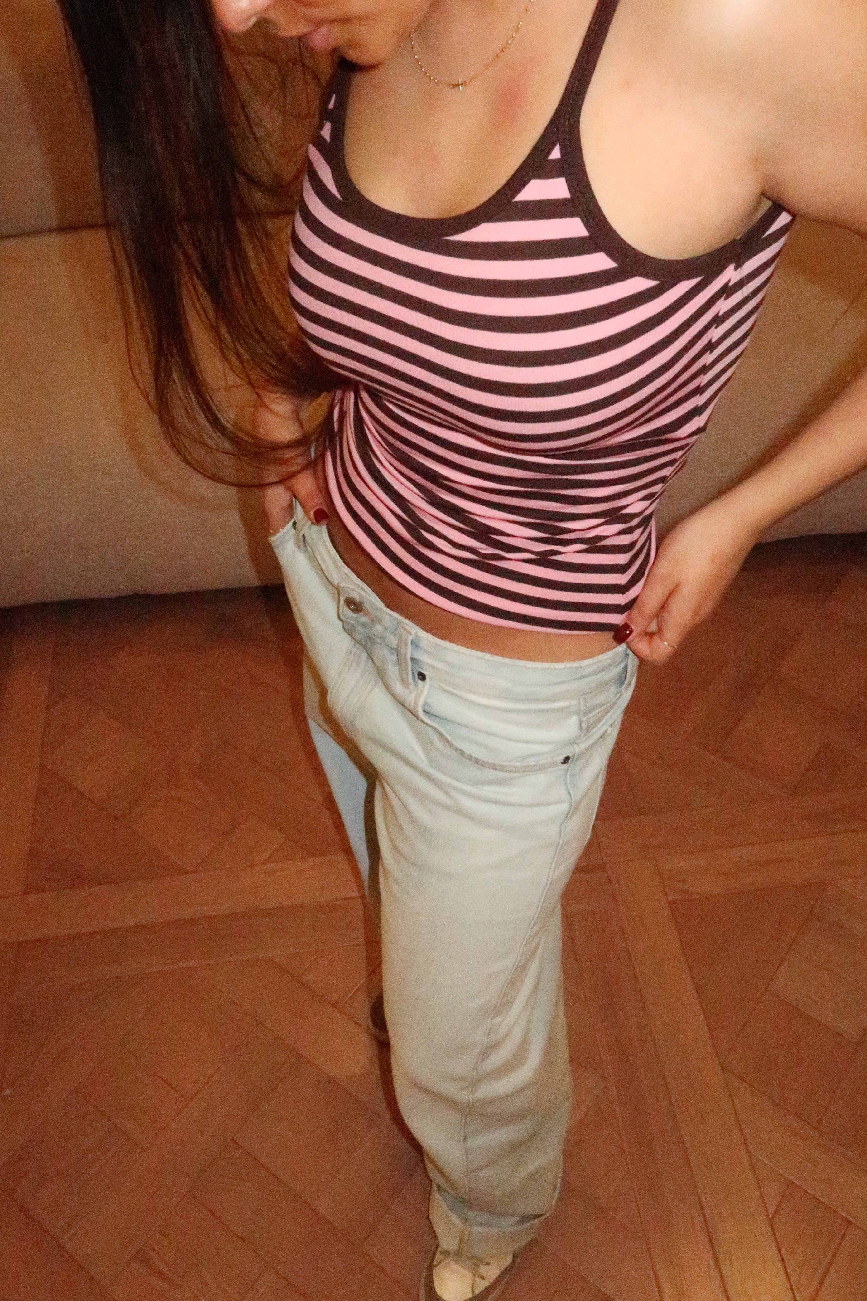 Robyn pink and brown tank top