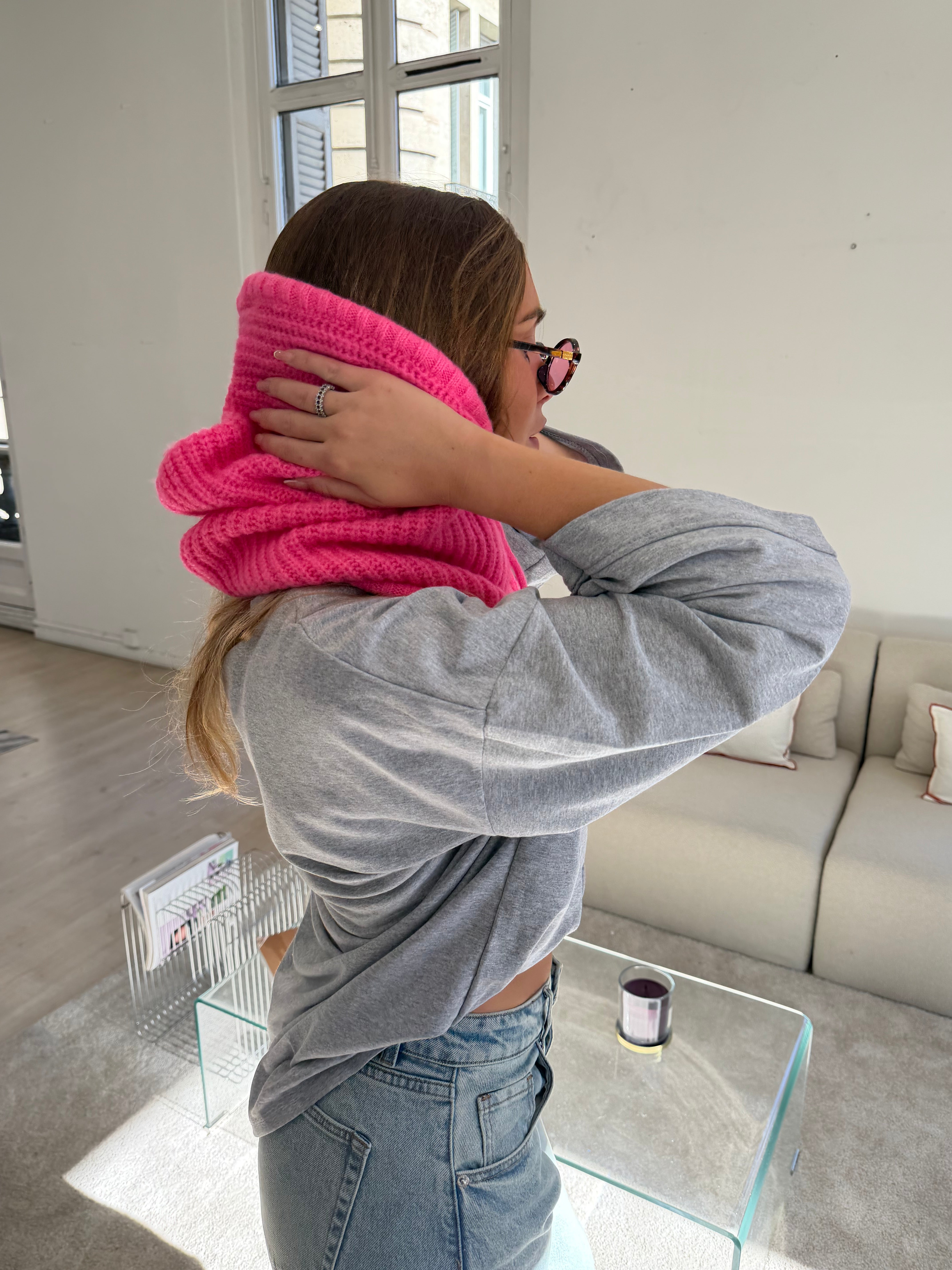 Diana hættejakke i fuchsia rosa
