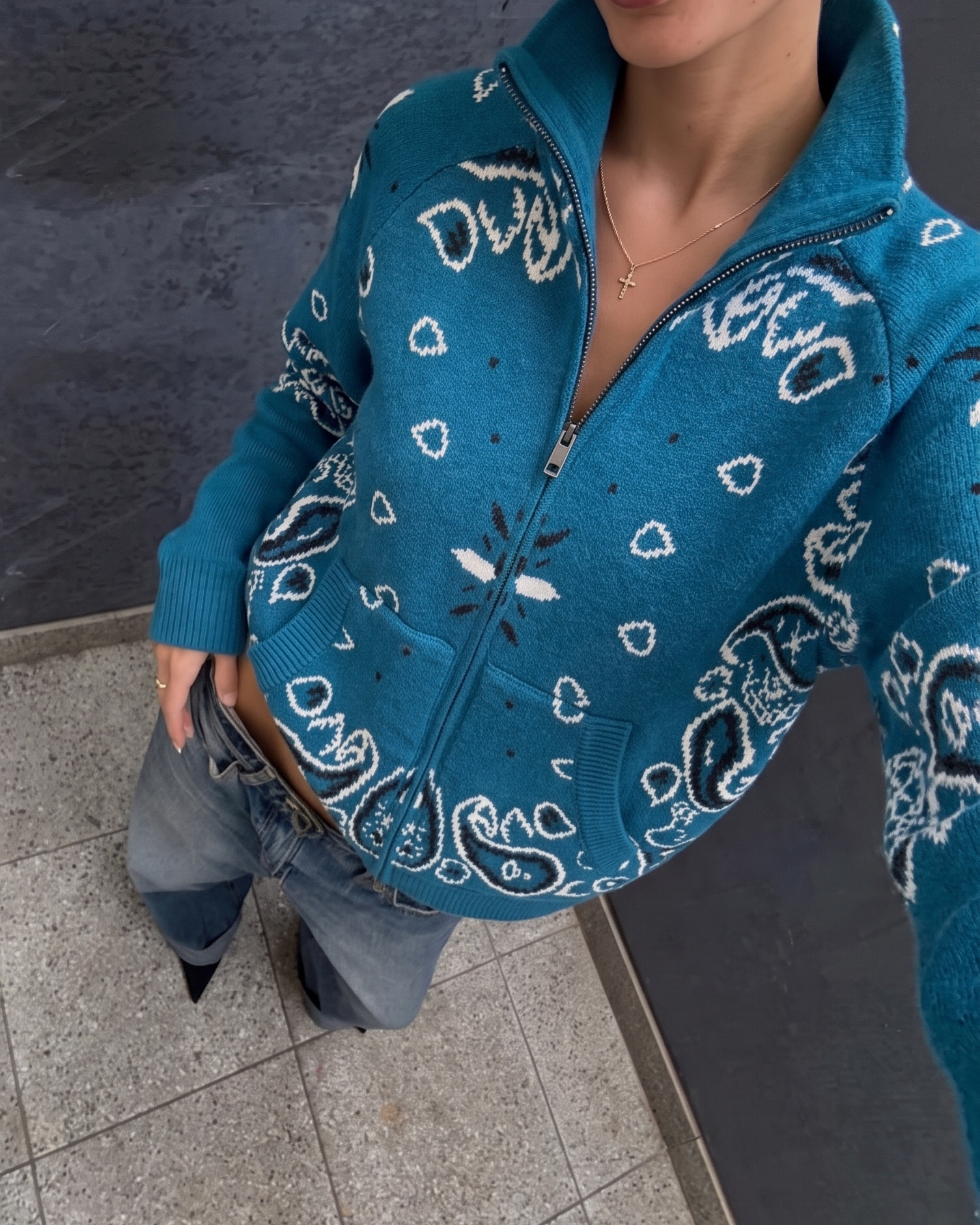 Carla gilet blauw eend