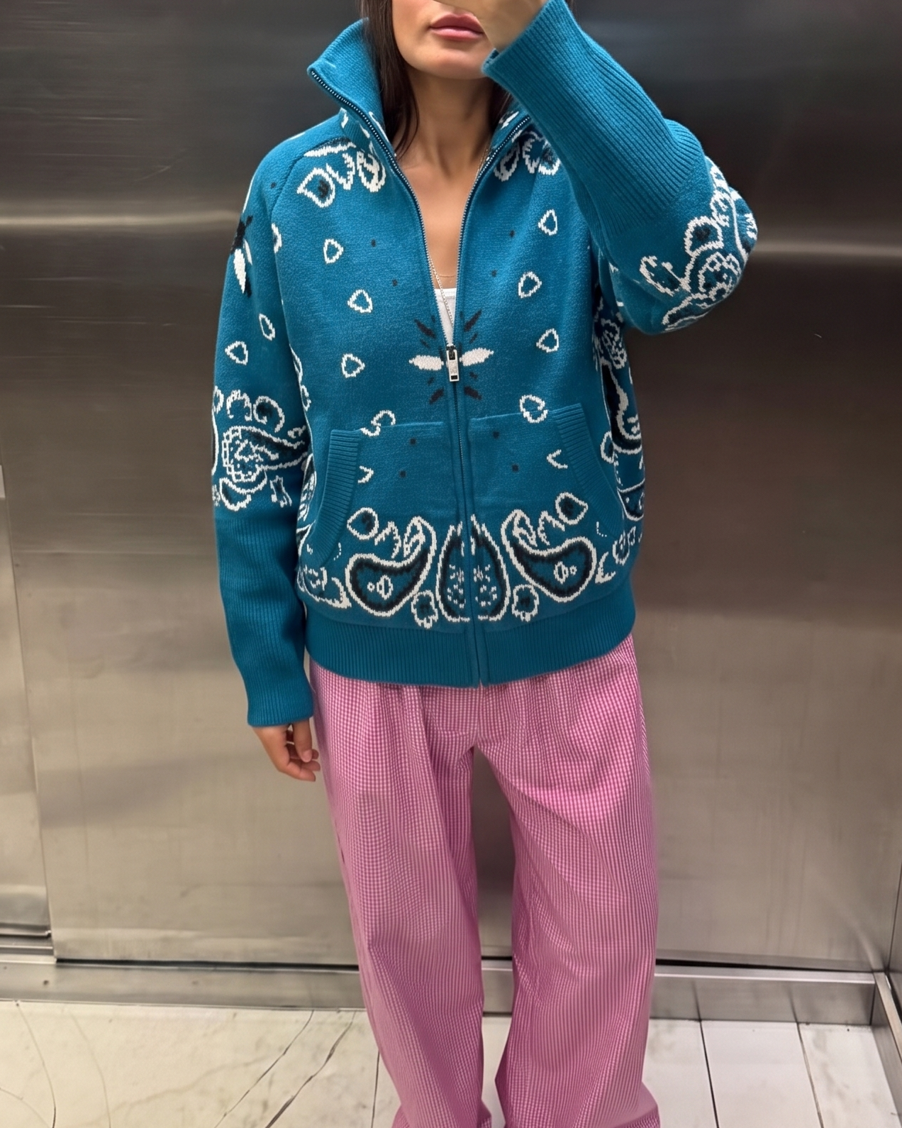 Carla gilet blauw eend