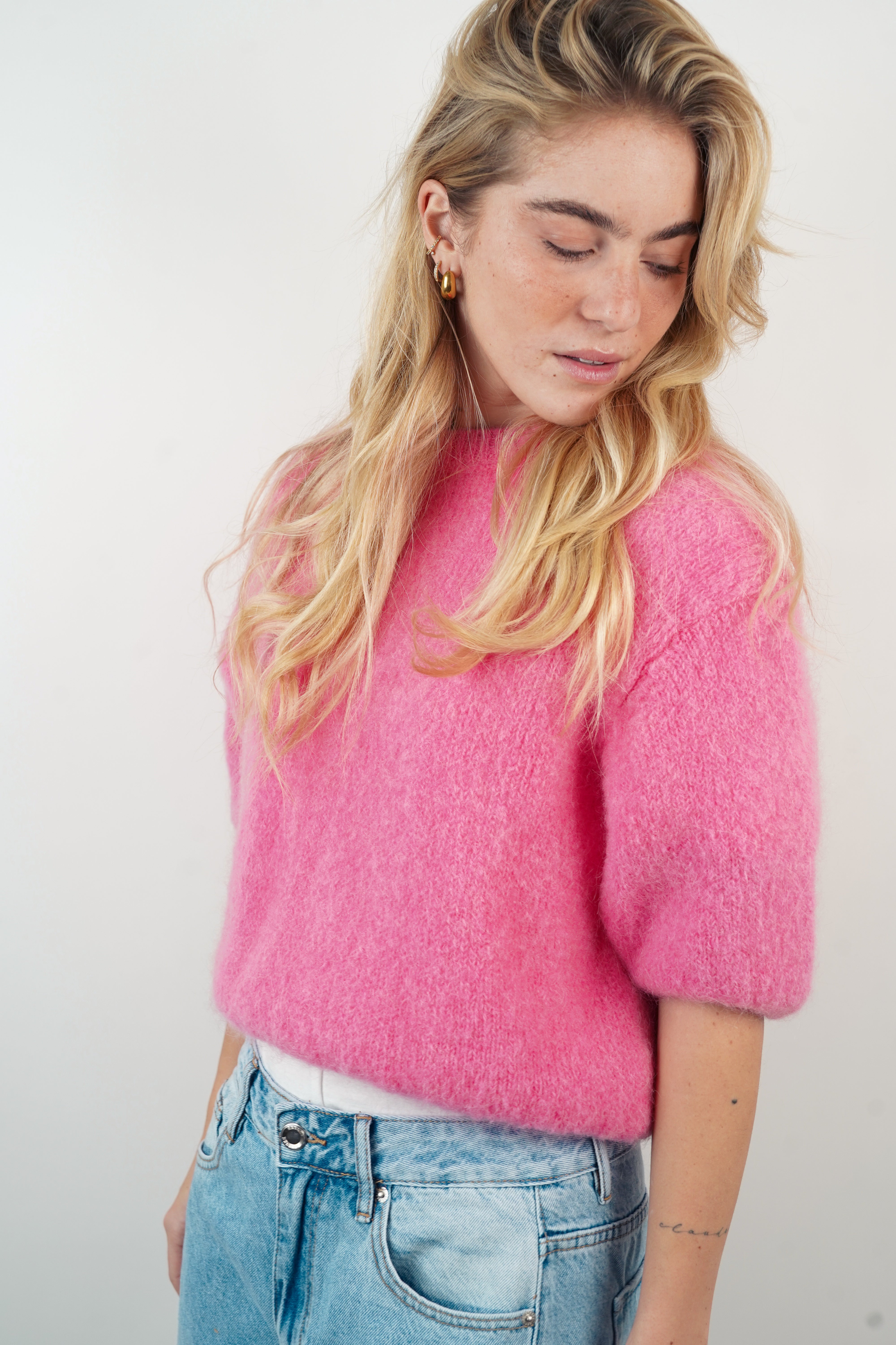 Pull mohair/alpaga Agathe rose