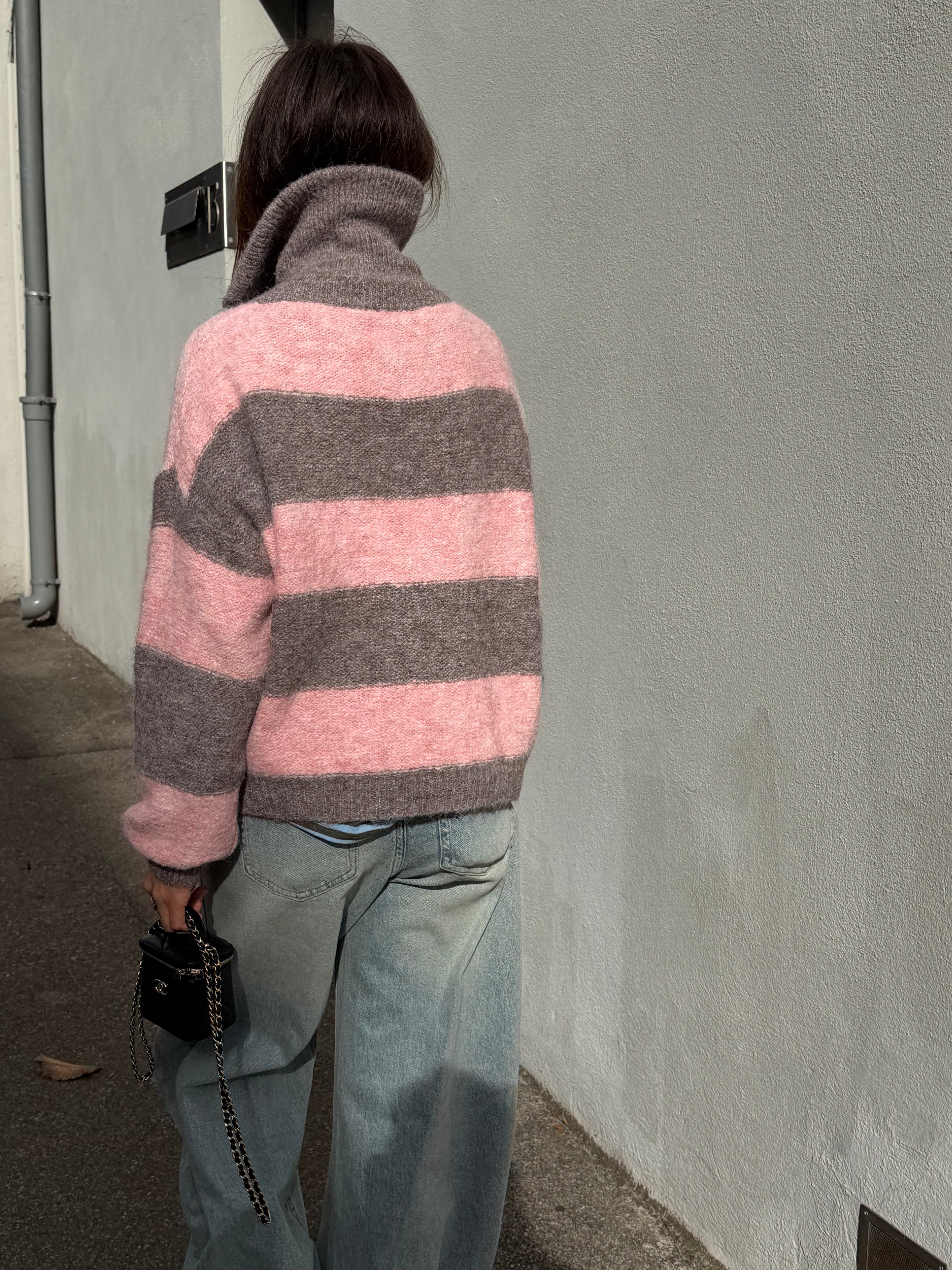 Gilet Gracie rose et gris