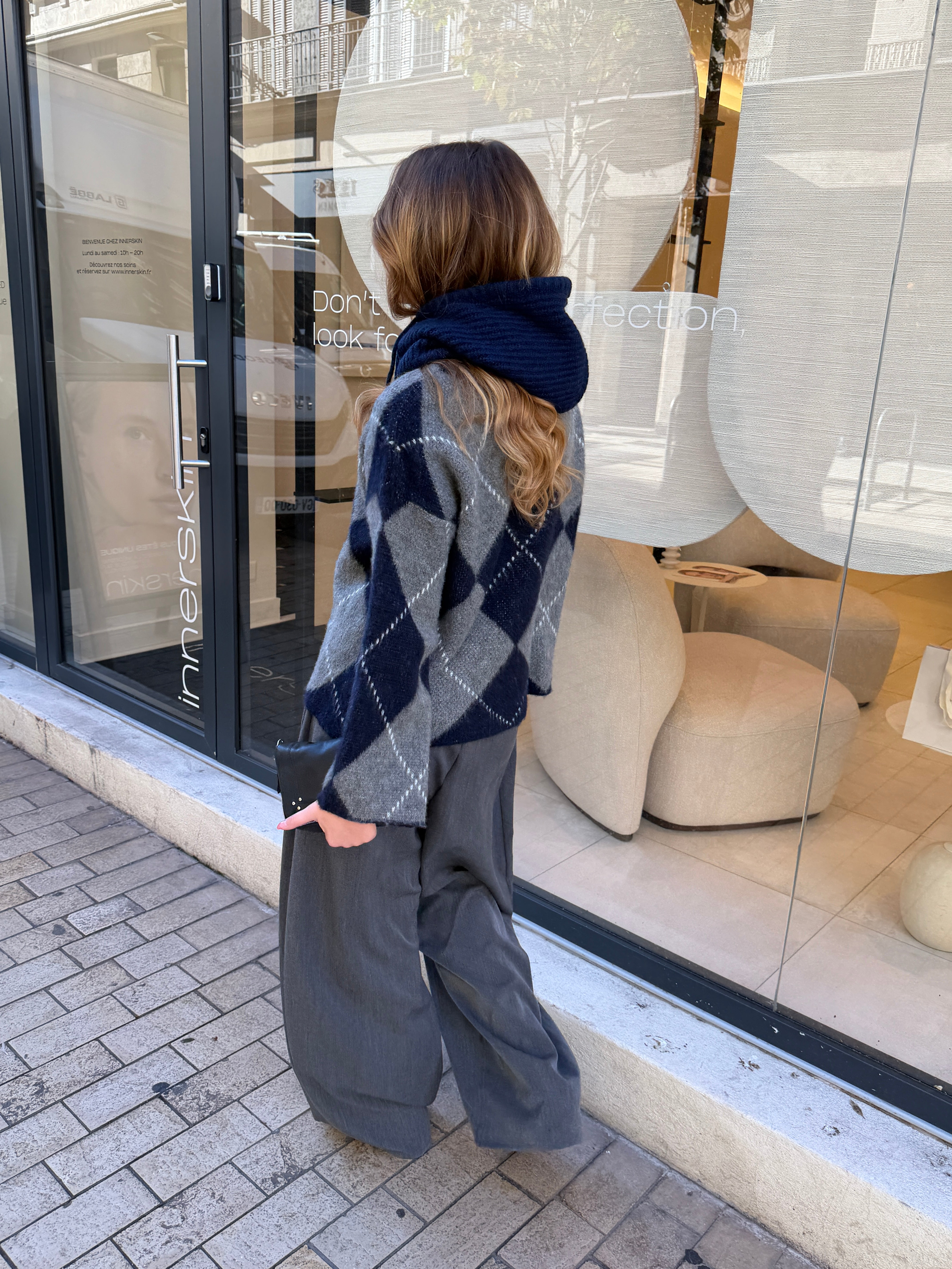 Candice marineblauer und grauer Pullover