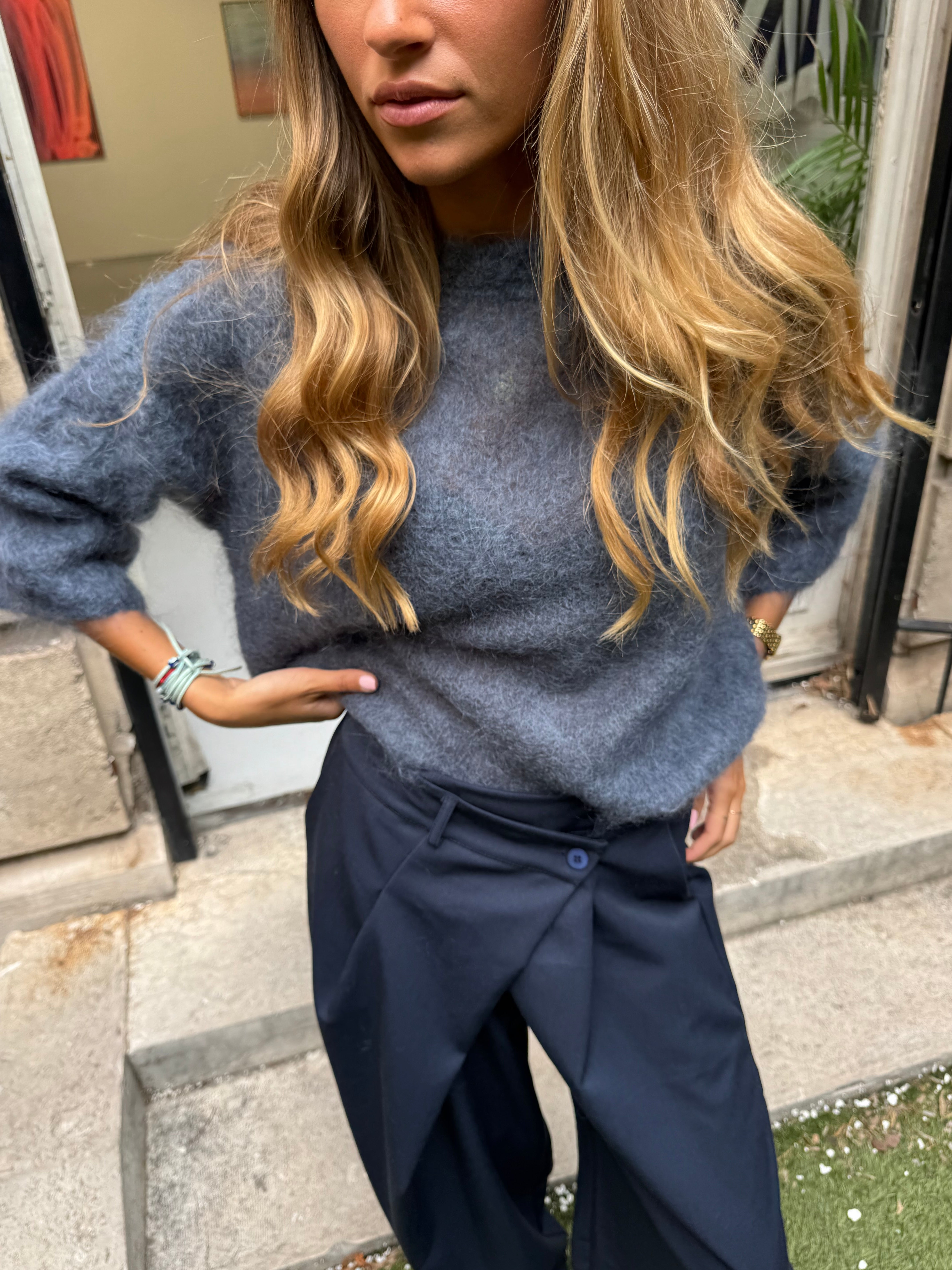 80% Mohair Jodie sweater blue/gray