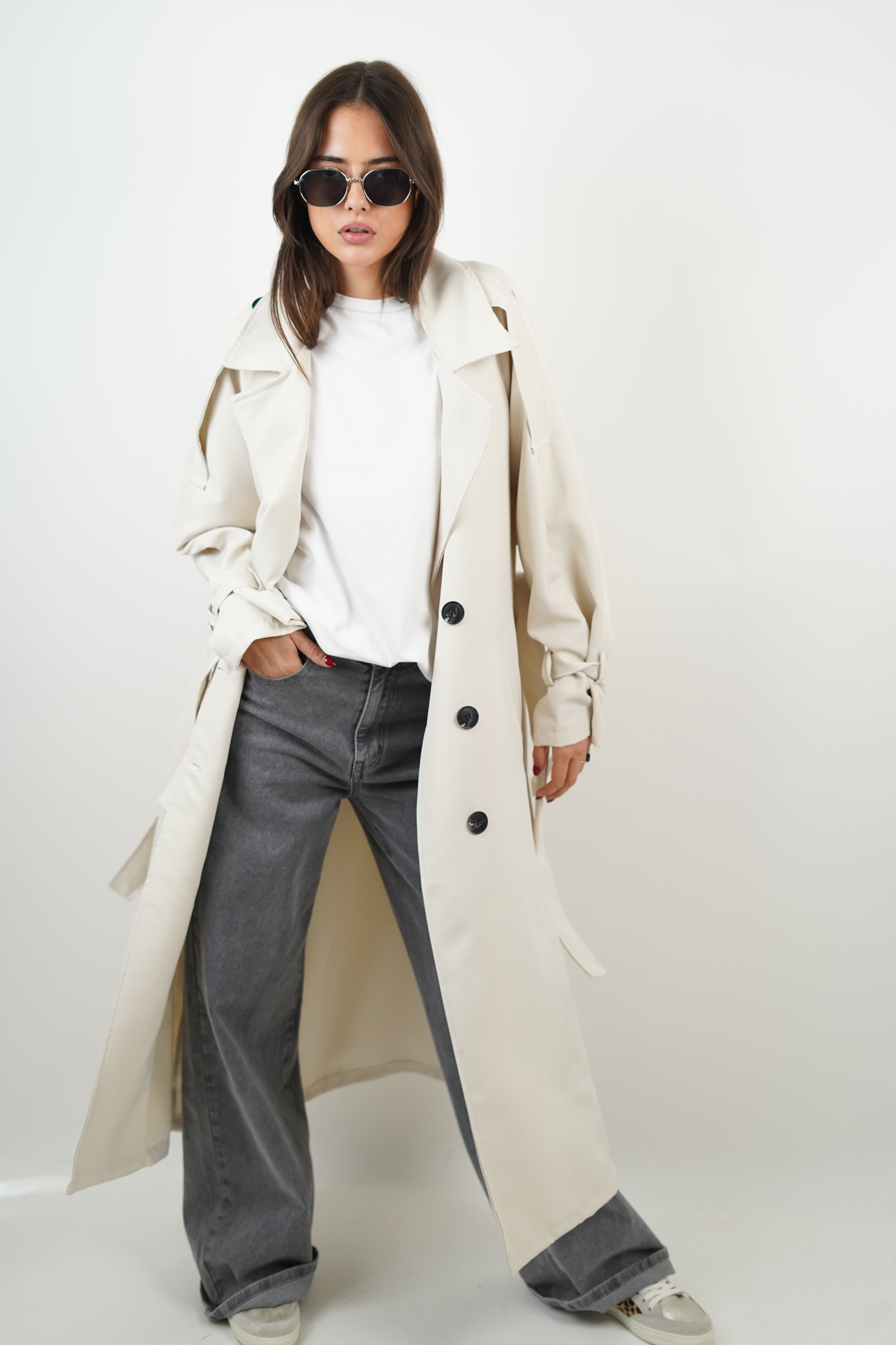 Lola ecru trench coat