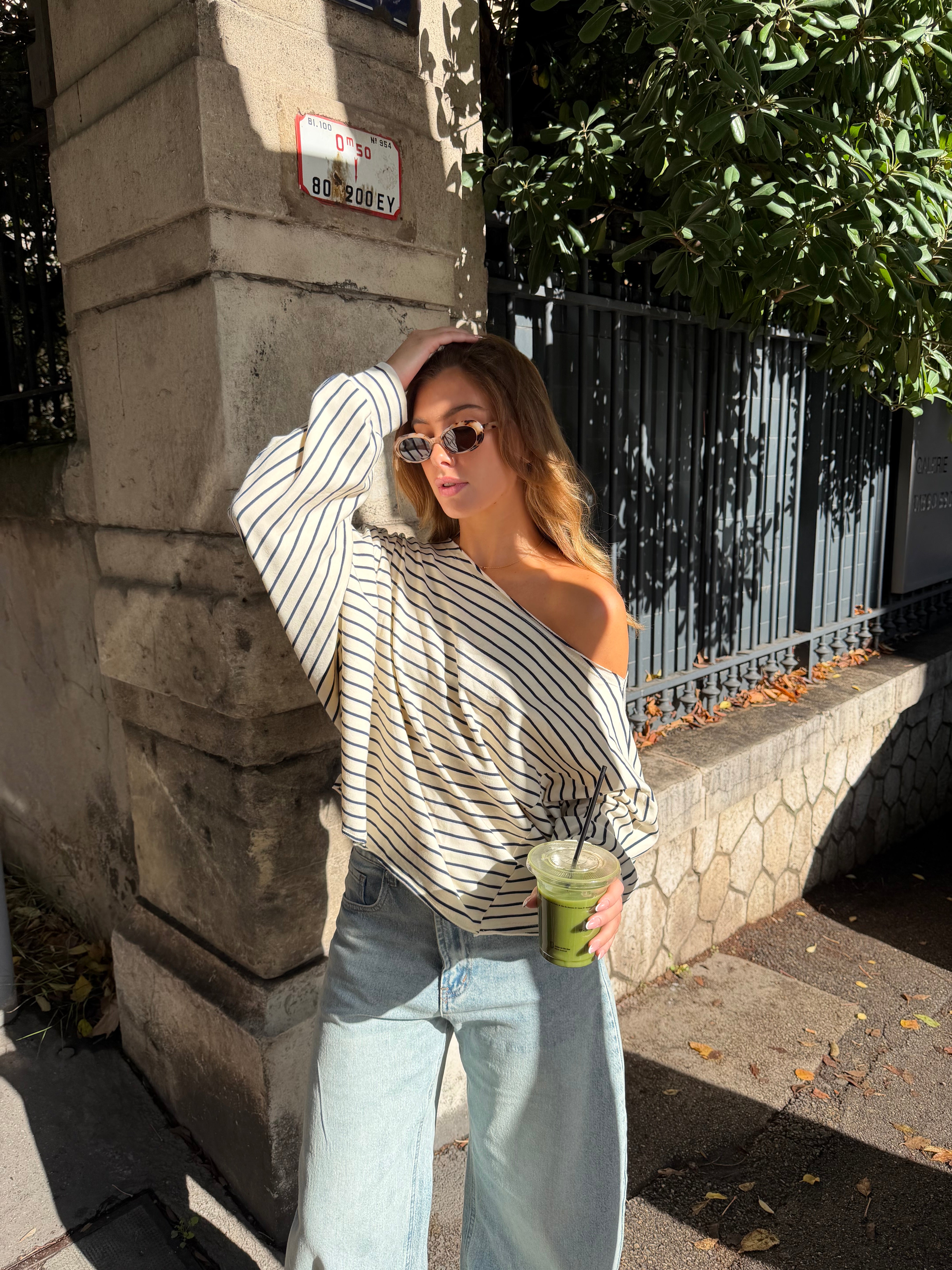 Tee-shirt Juliette à rayures bleues