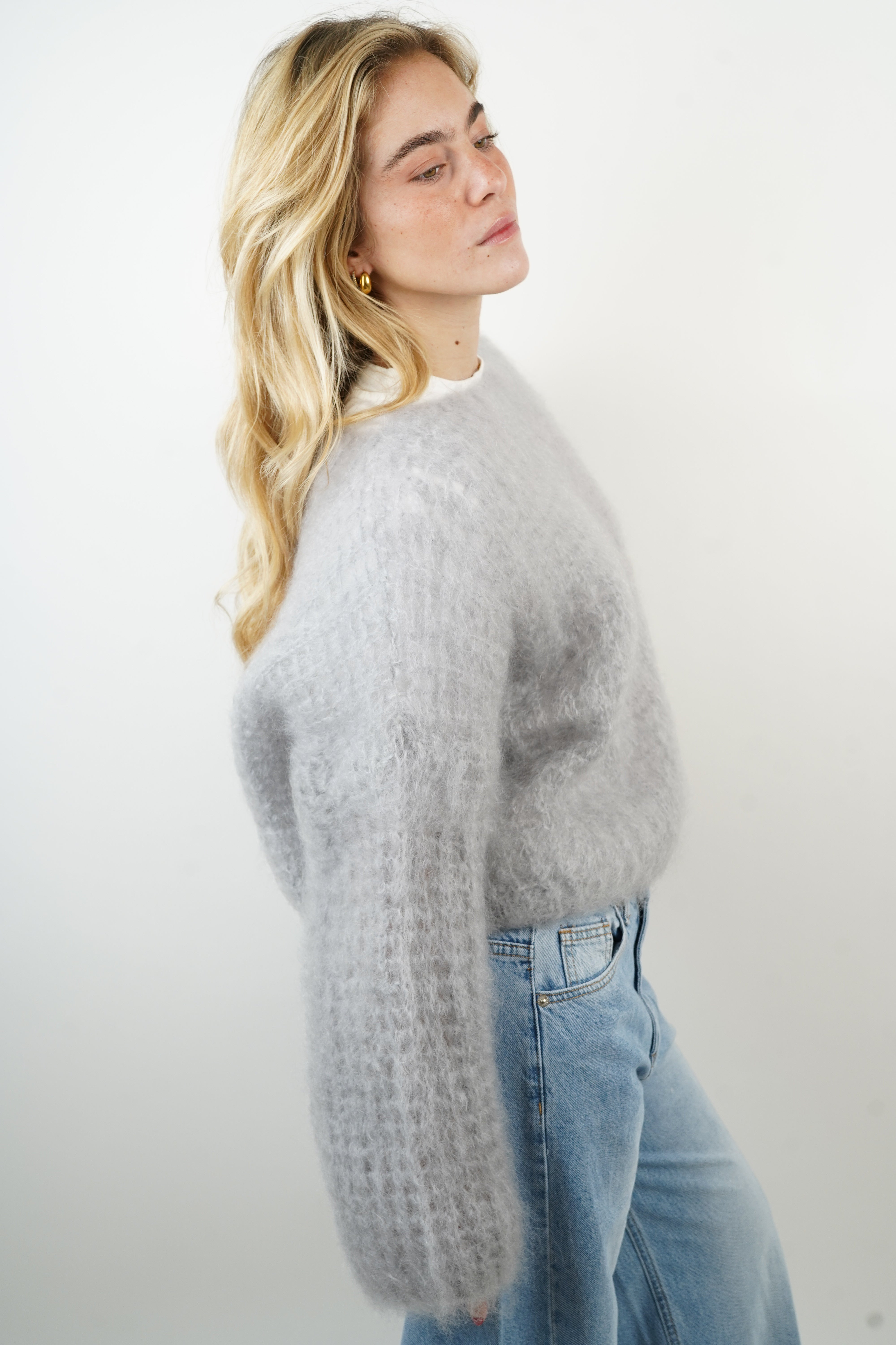 Pull 80% mohair Zoé gris