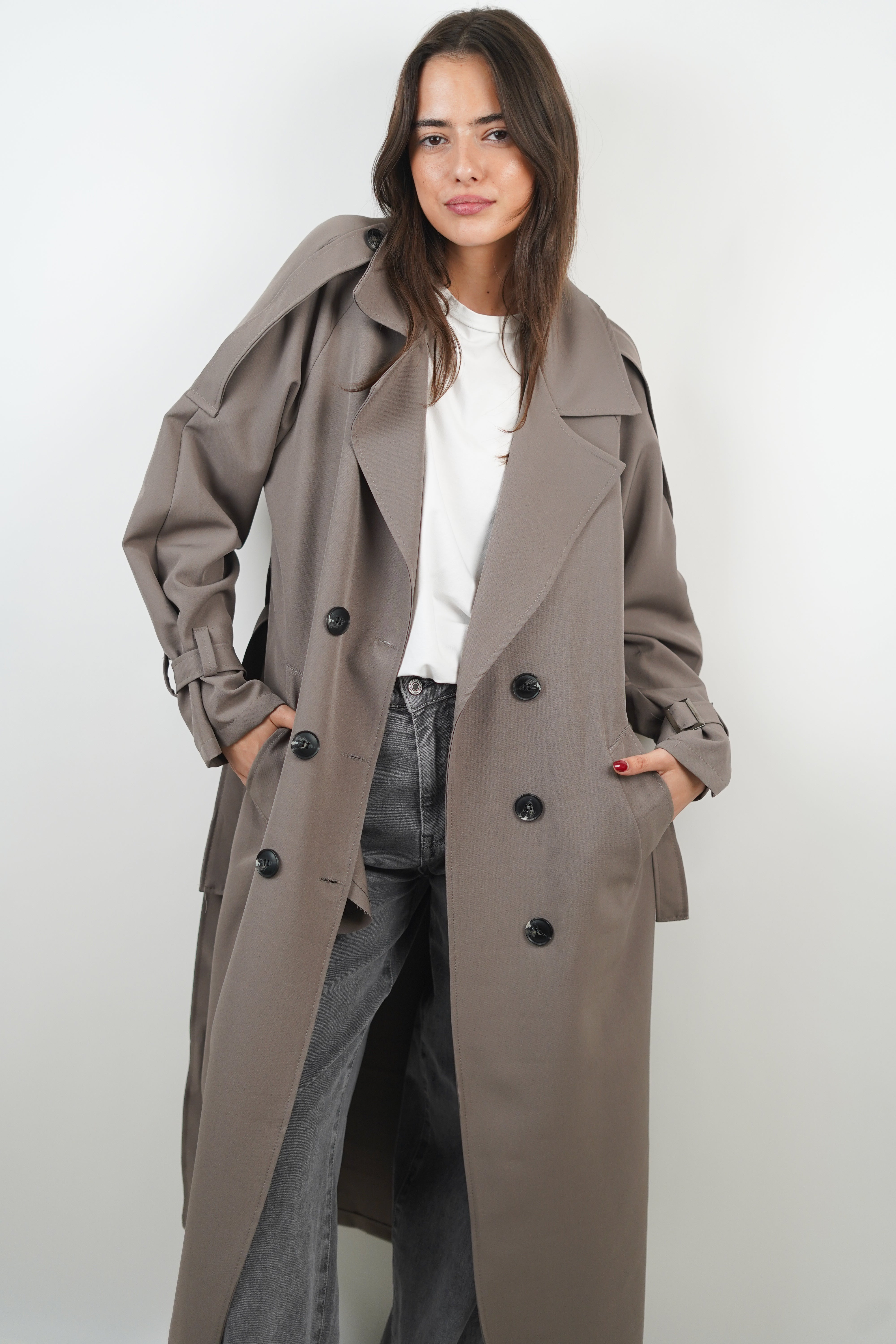 Lola taupefarbener Trenchcoat