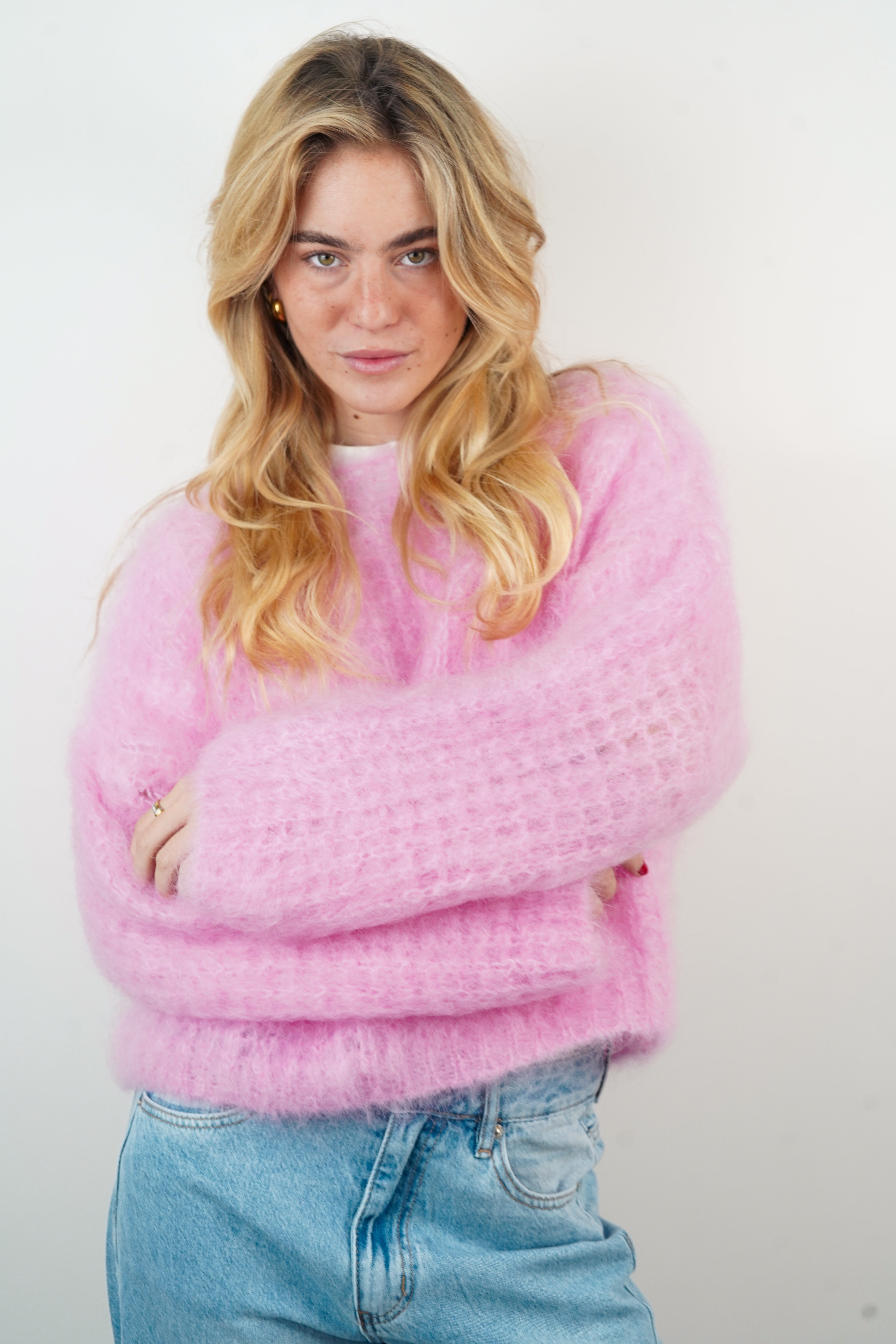 Pull 80% mohair Zoé rose