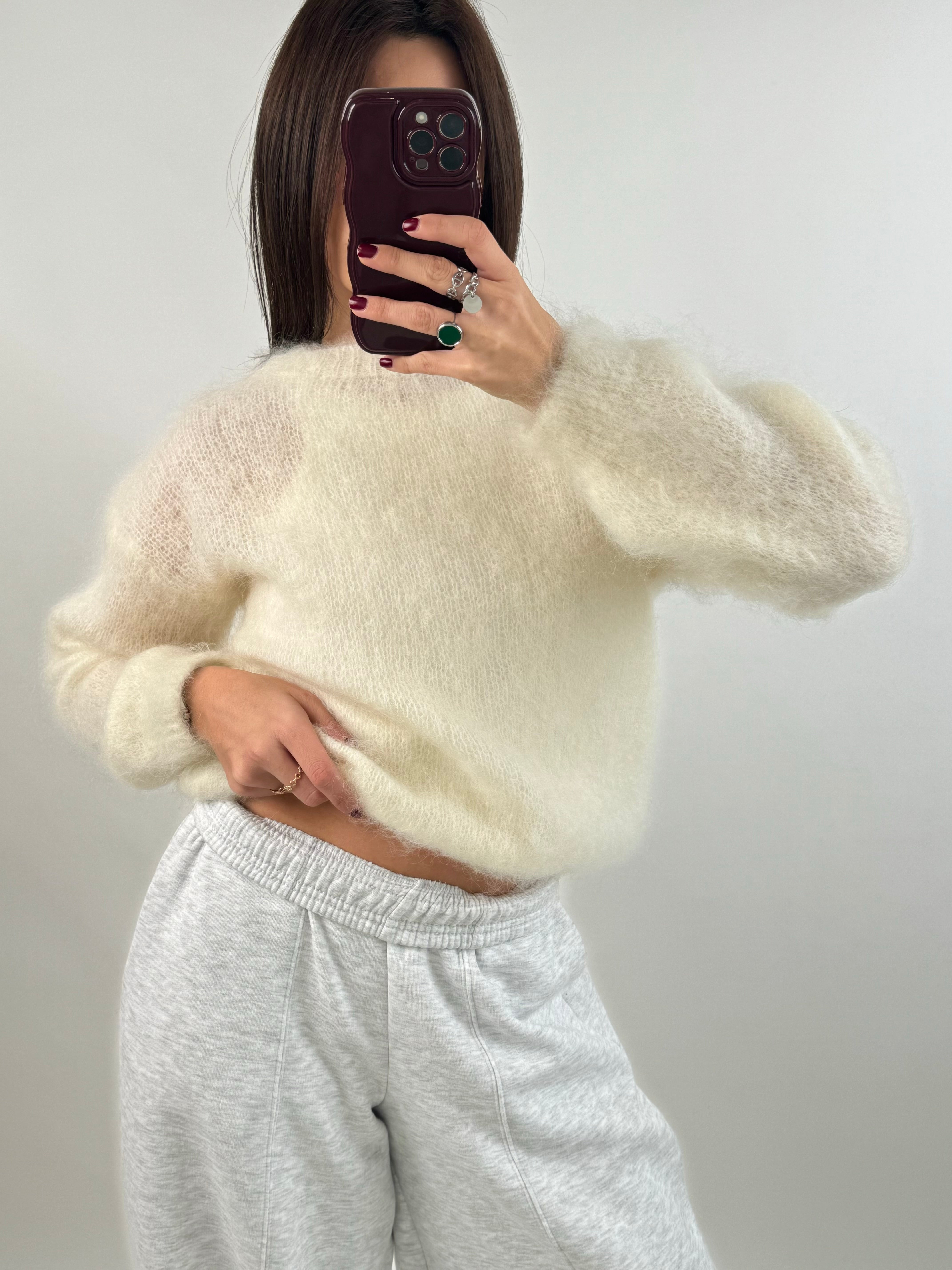 Tea mohair ecru sweater