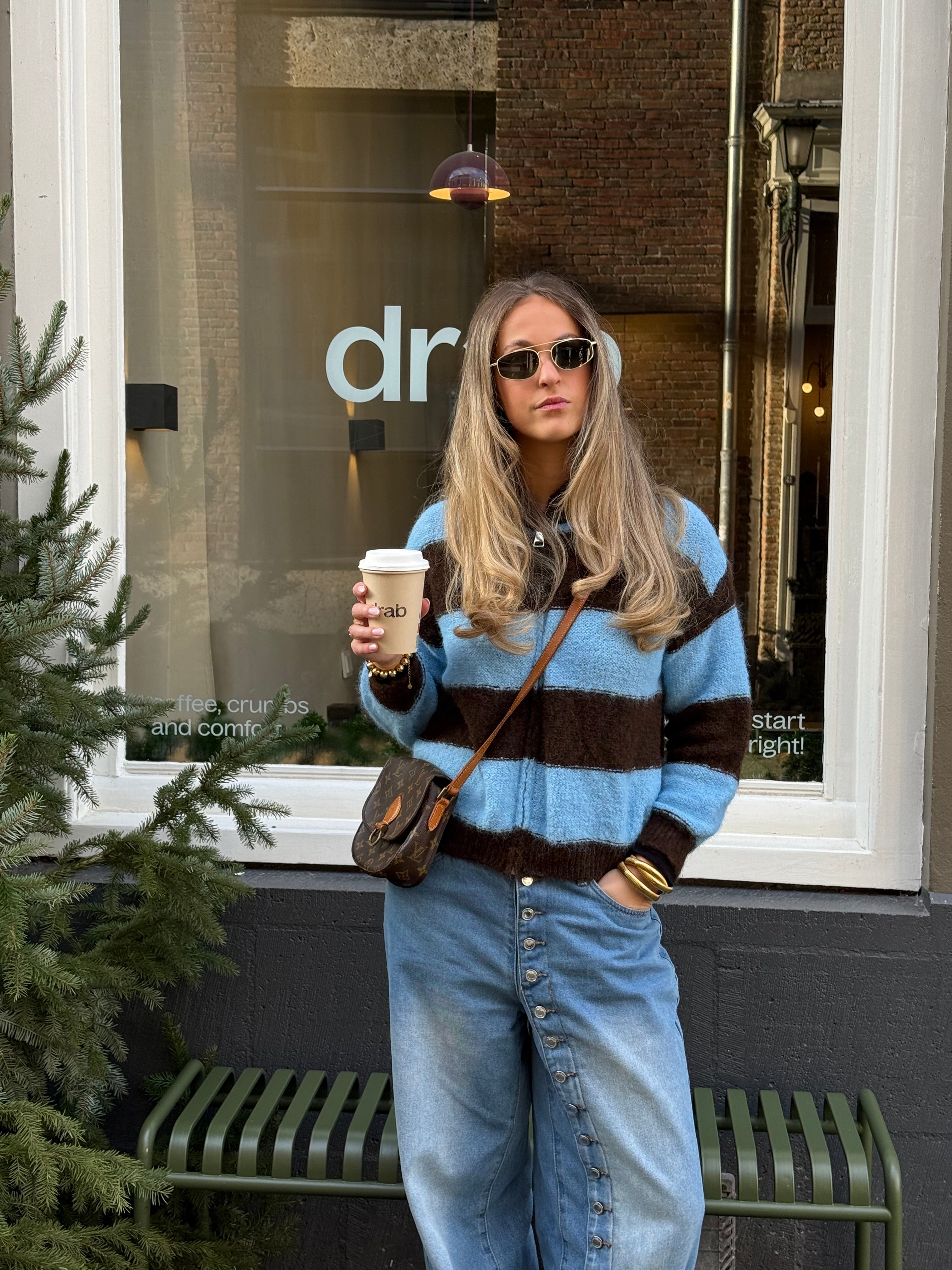 Gilet Gracie bleu et marron