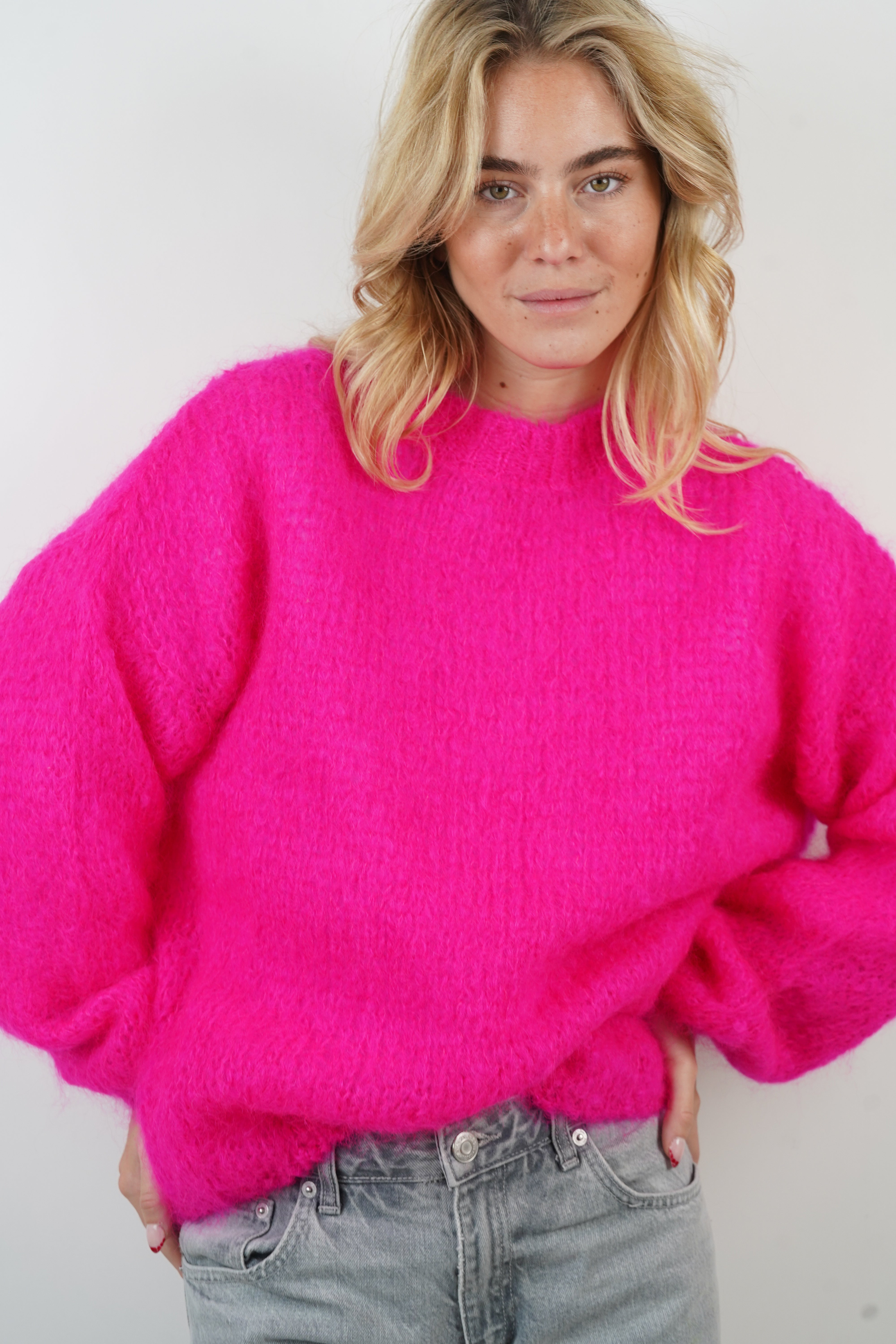 Dina neon pink mohair sweater