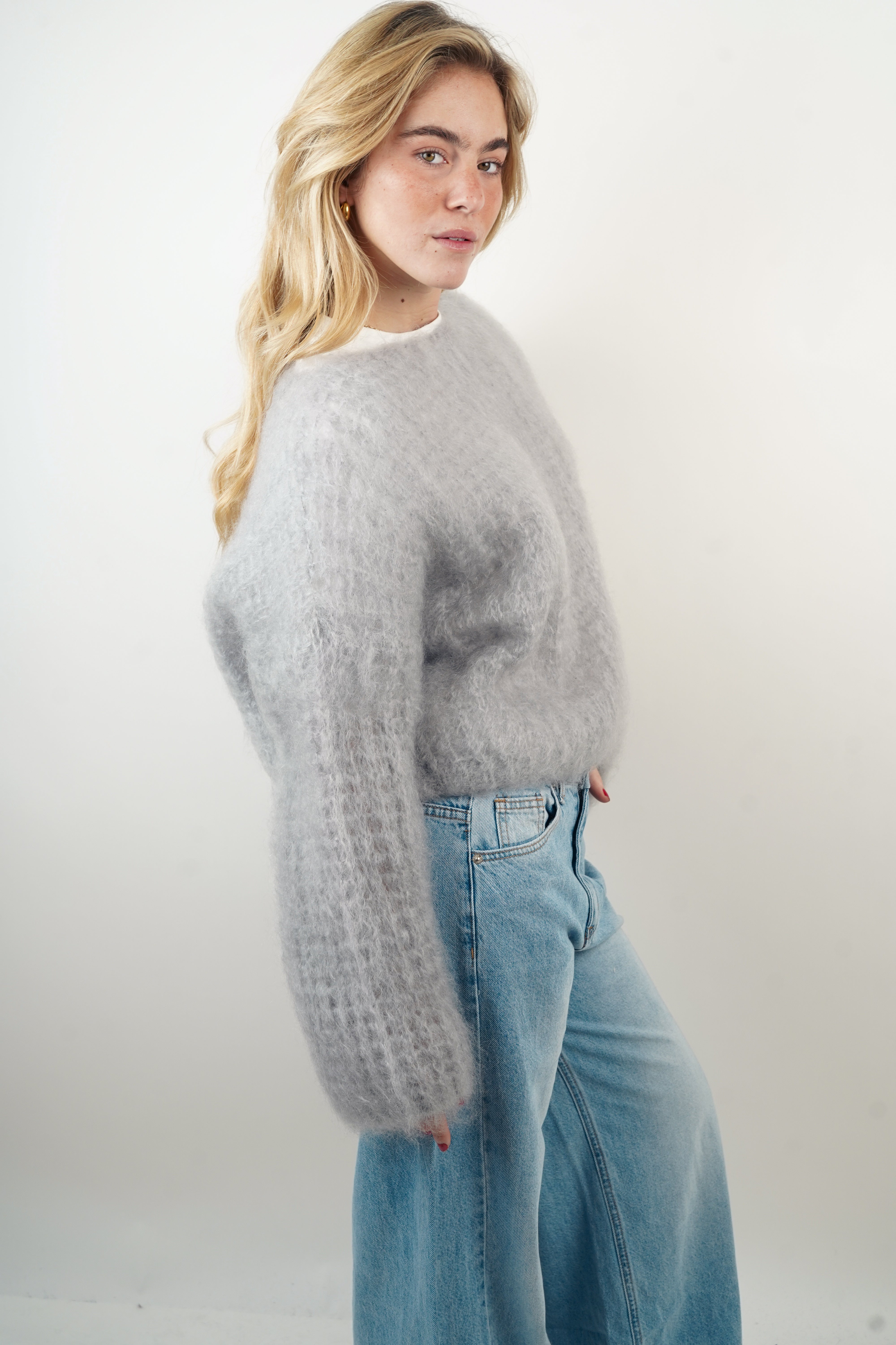 Pull 80% mohair Zoé gris