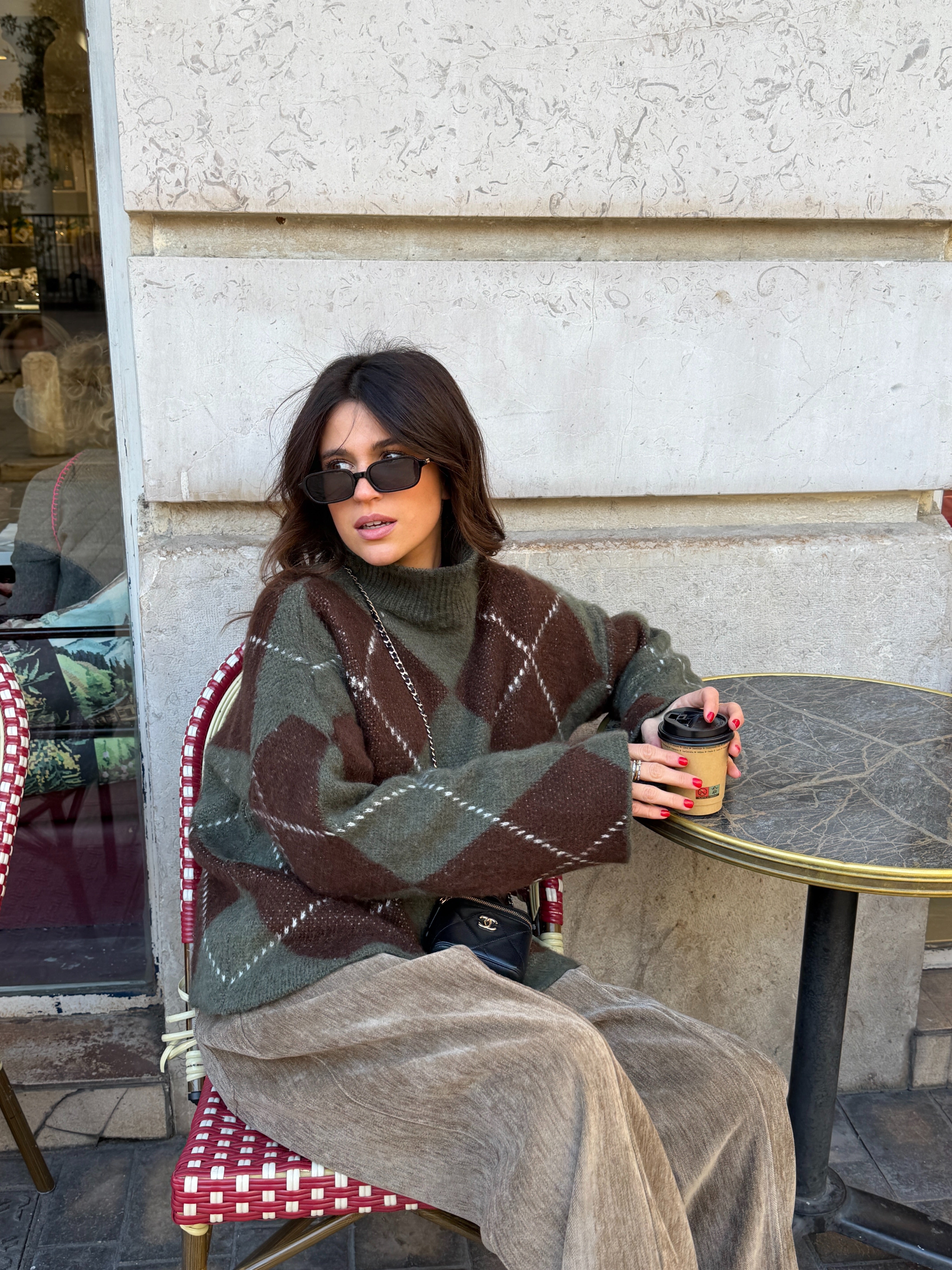 Candice-Pullover in Khaki und Braun