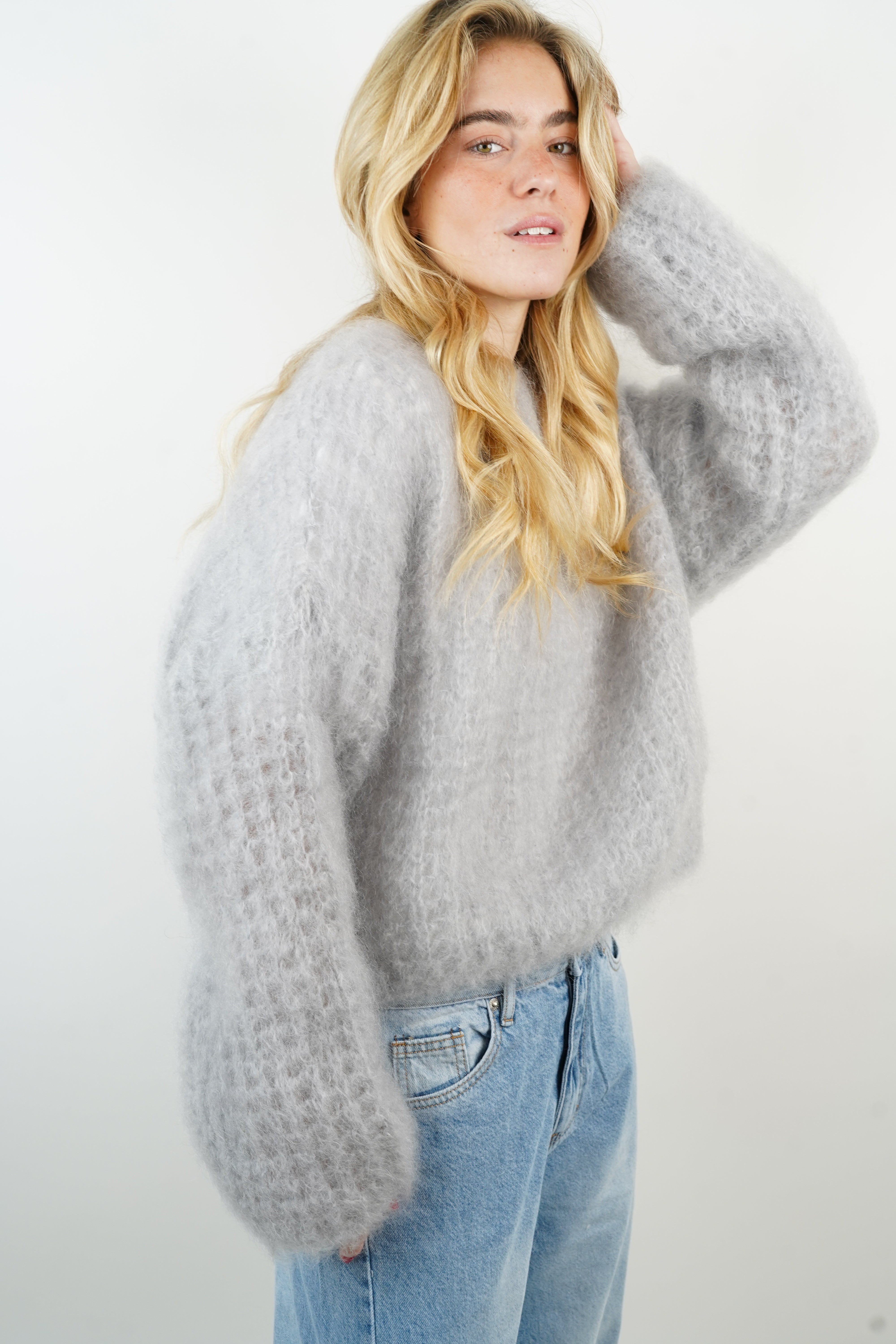 Pull 80% mohair Zoé gris