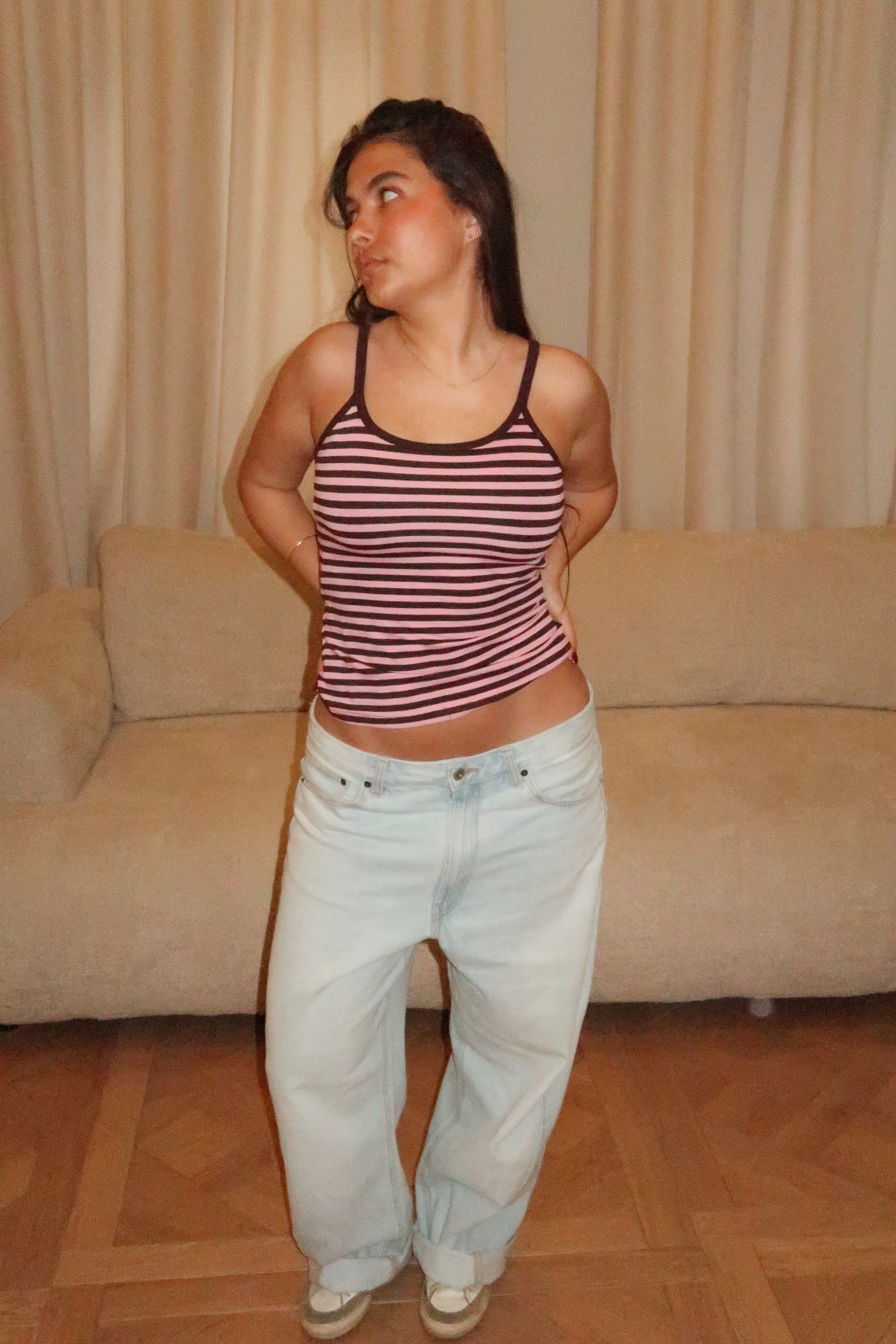 Robyn pink and brown tank top