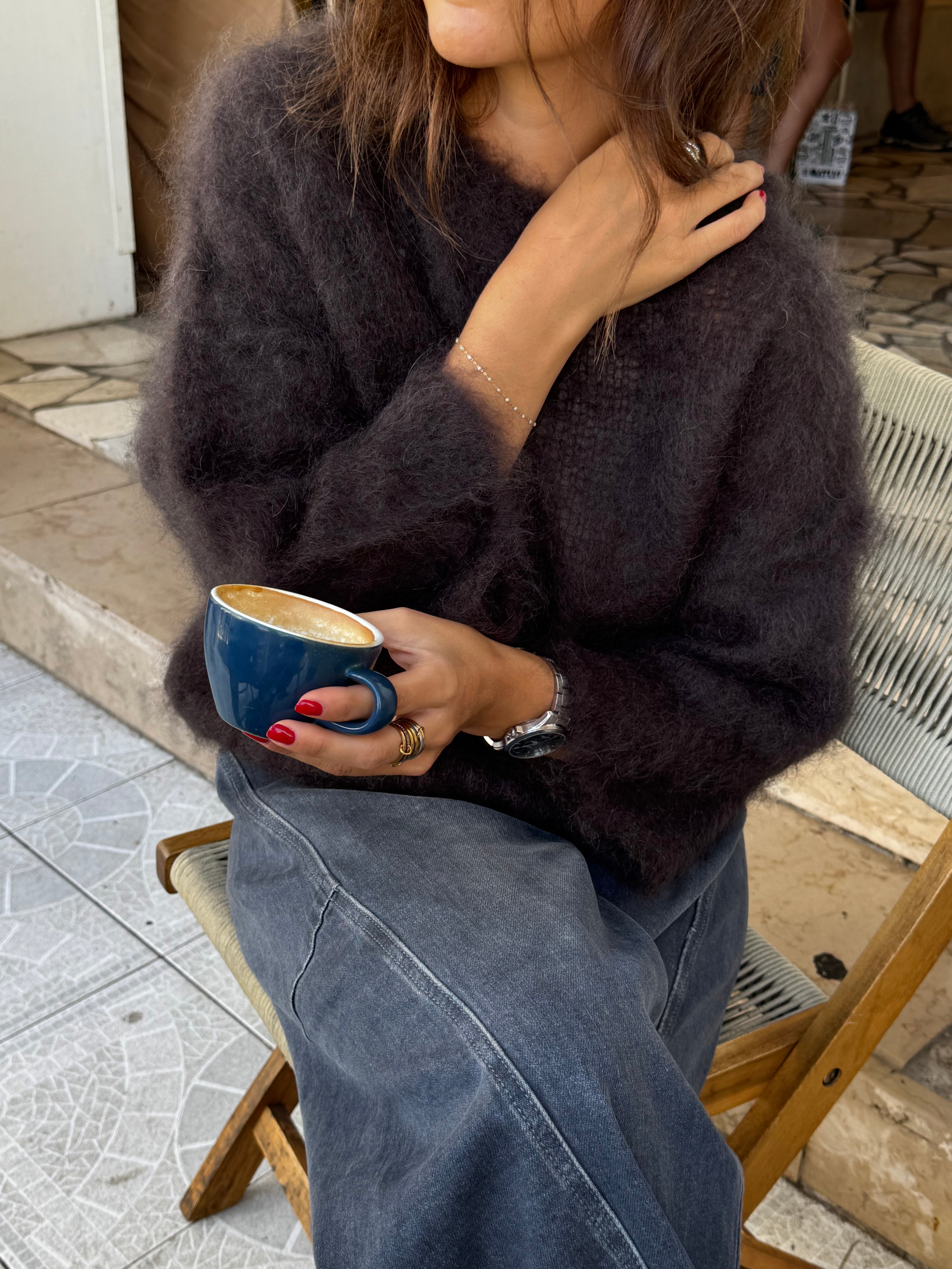 Pull 80% Mohair Jodie marron