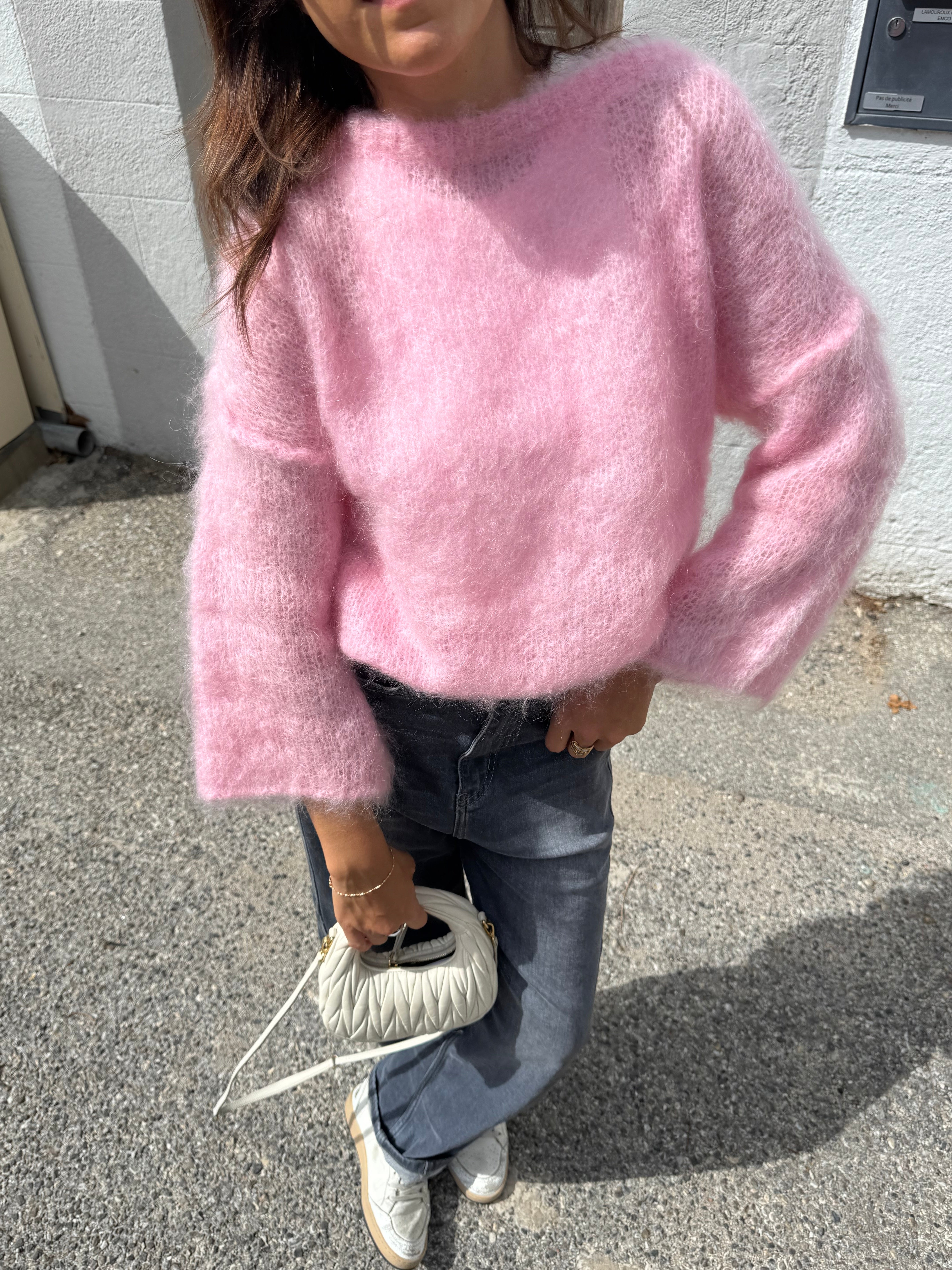 Pull 80% Mohair Jodie rose