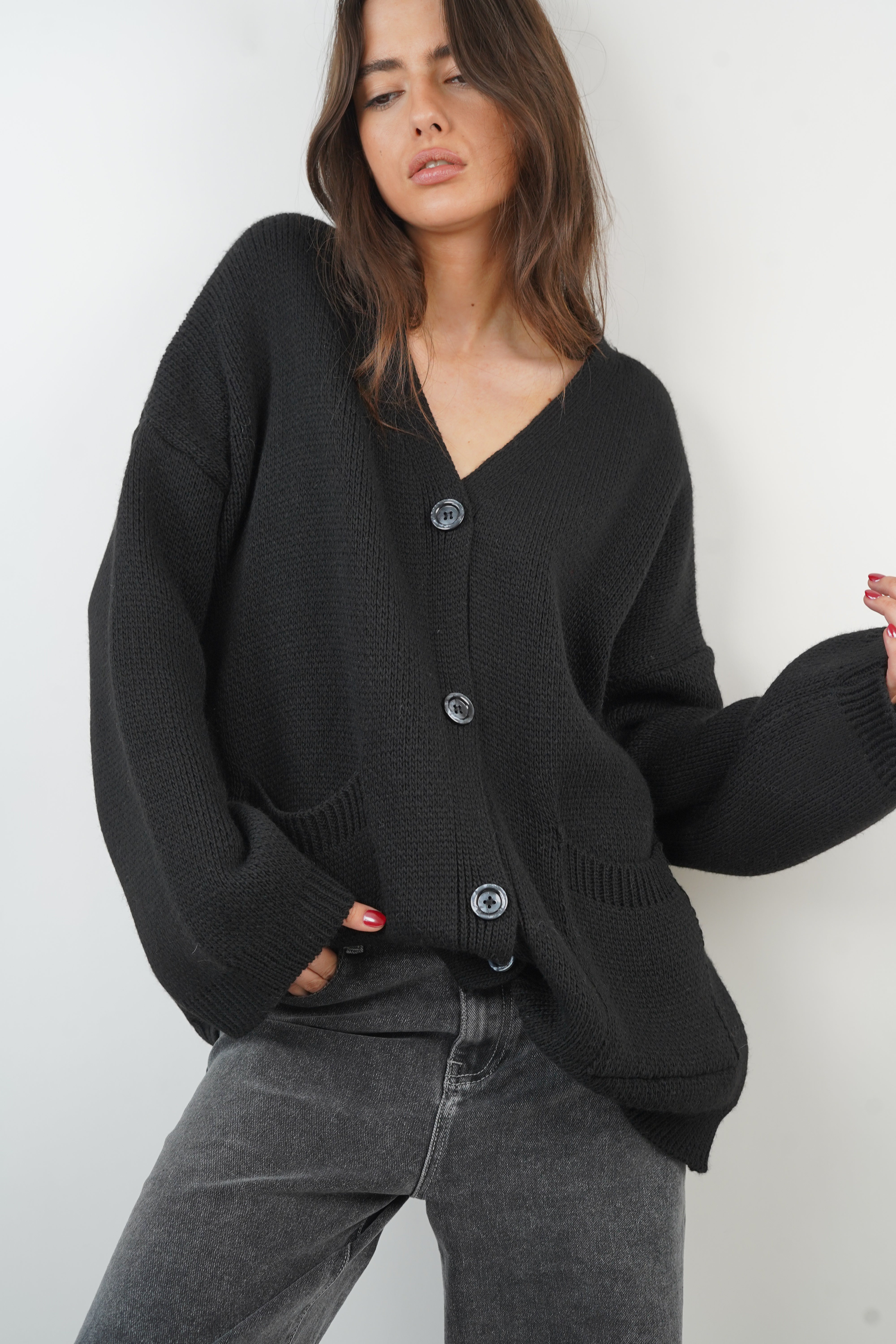 Black Navy Cardigan