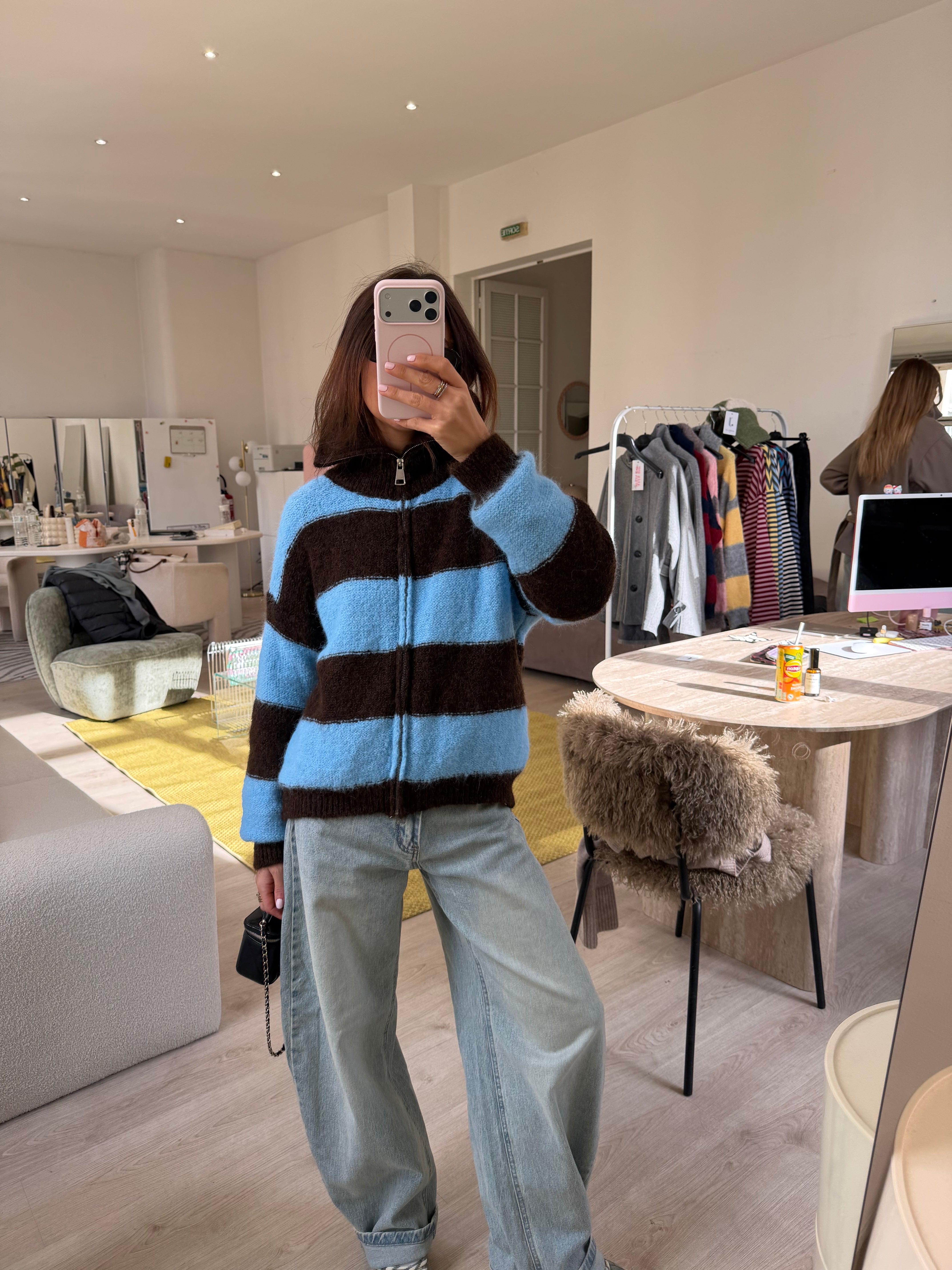 Gracie blaue und braune Weste