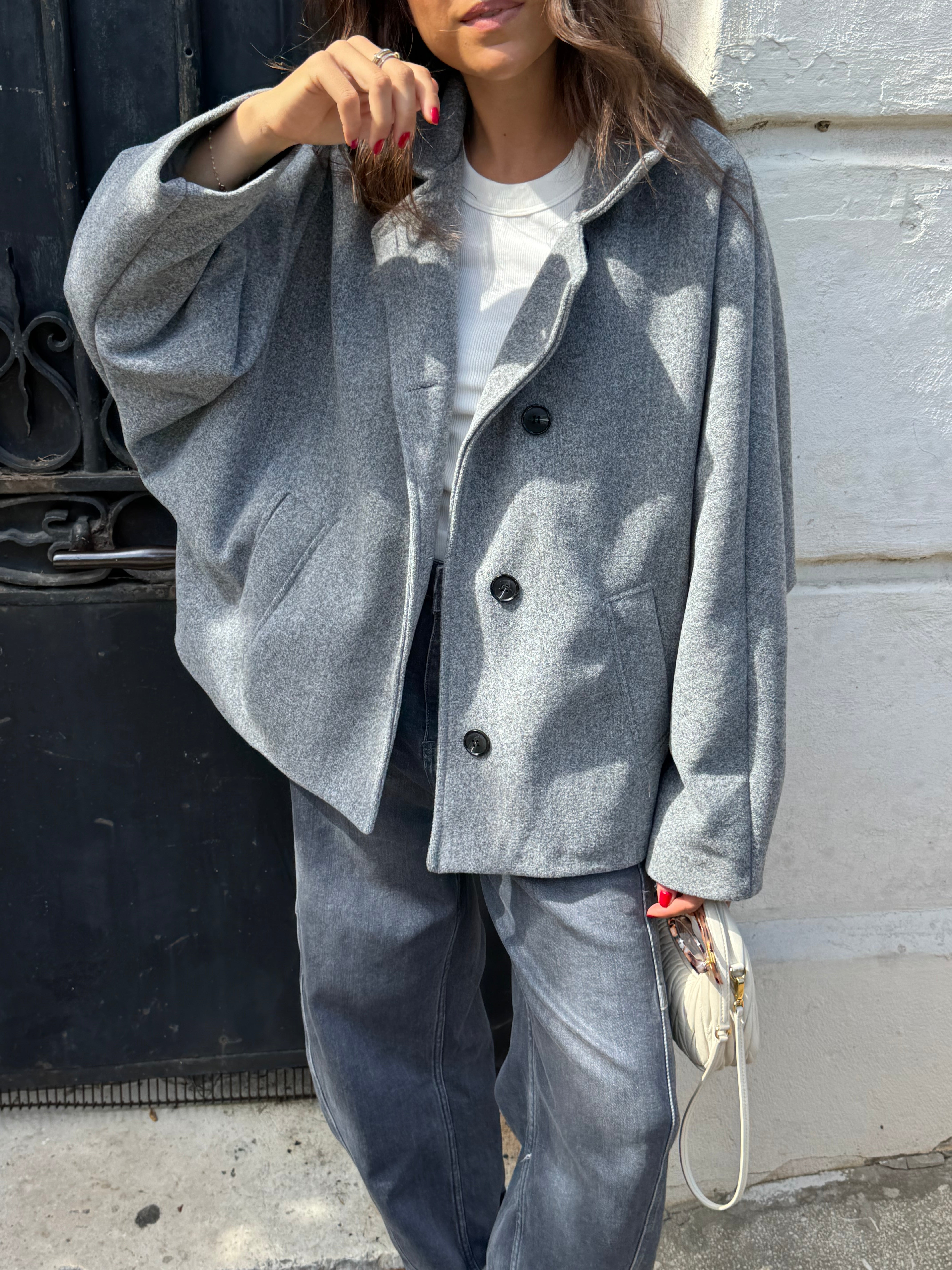 Grauer Agathe-Mantel