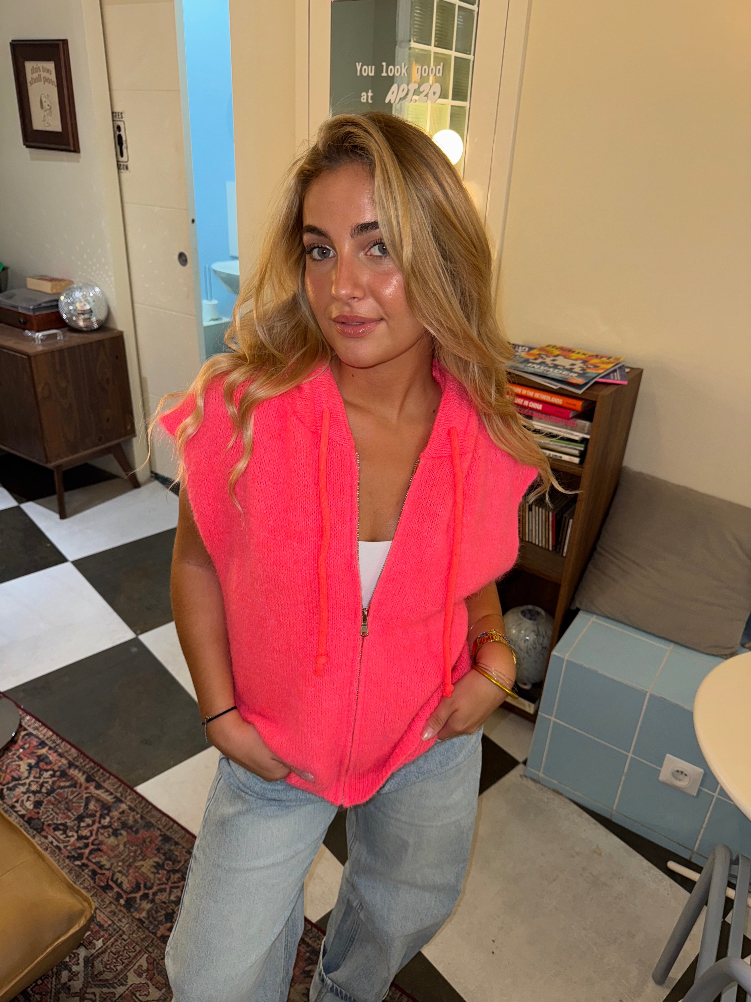 Livia rosa Mohair-Strickjacke