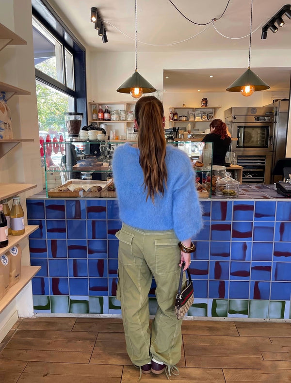 Pull 80% Mohair Jodie bleu