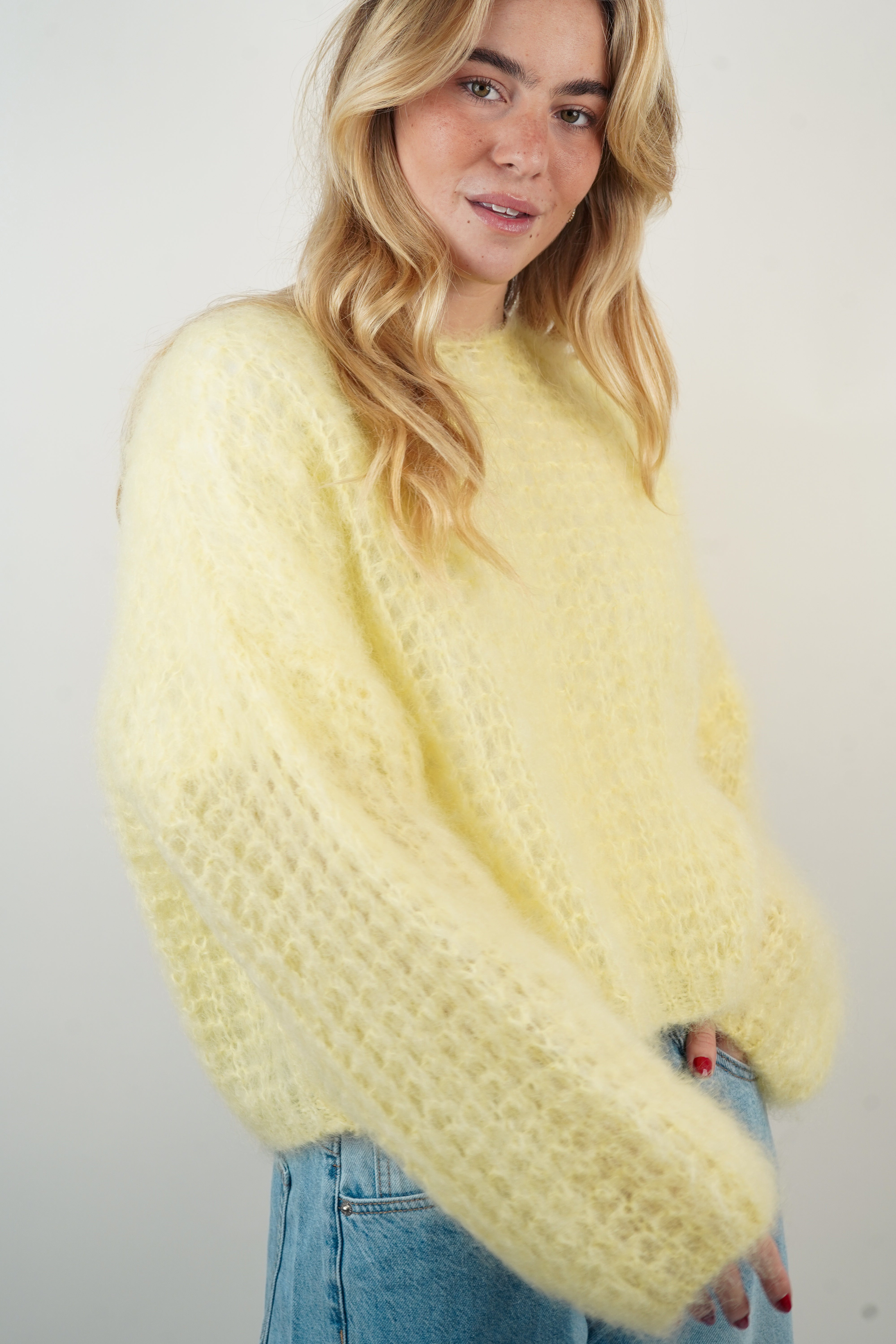 Pull 80% mohair Zoé jaune