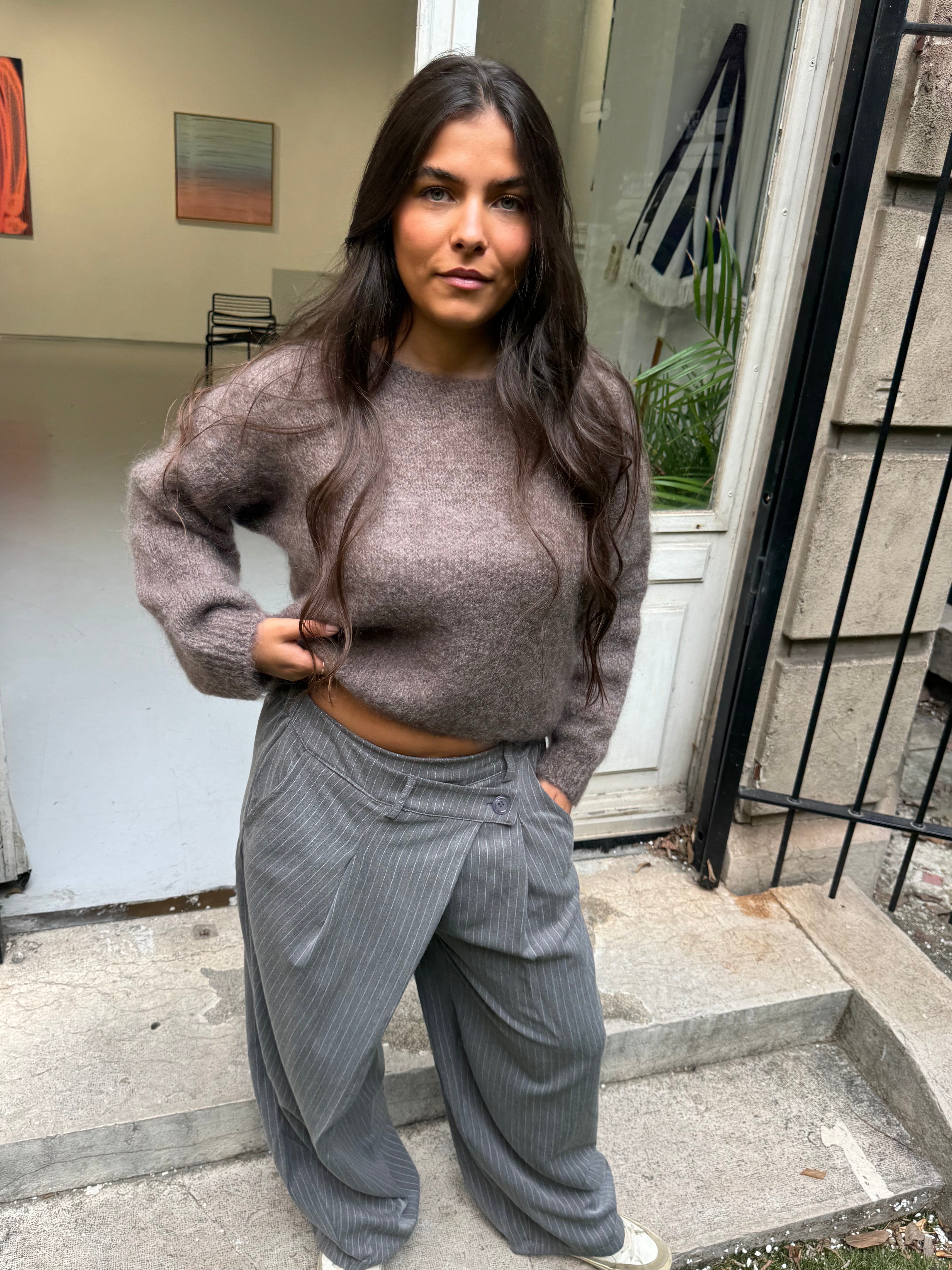 Suzy taupe 80% mohair sweater