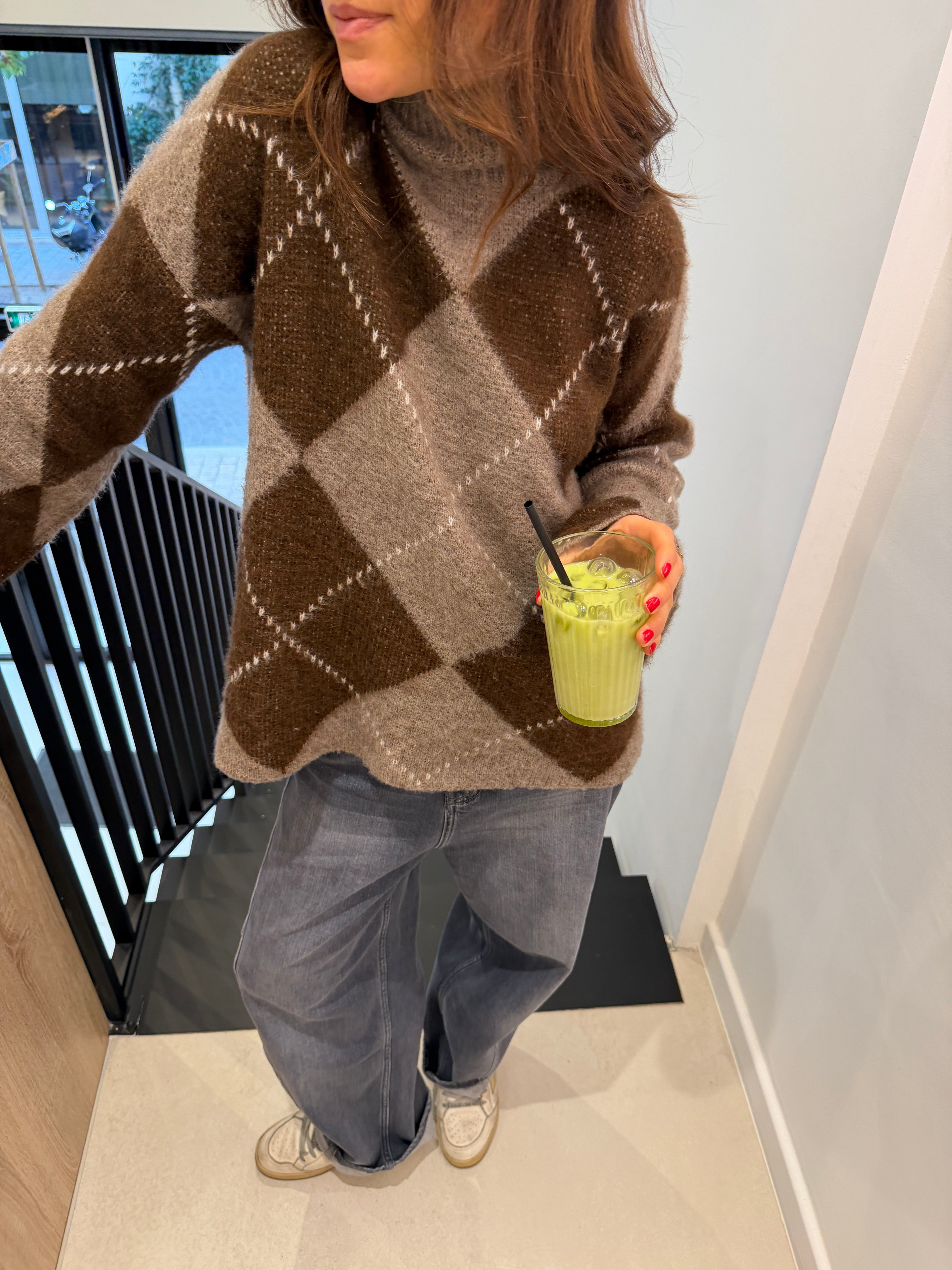 Candice taupe and brown sweater