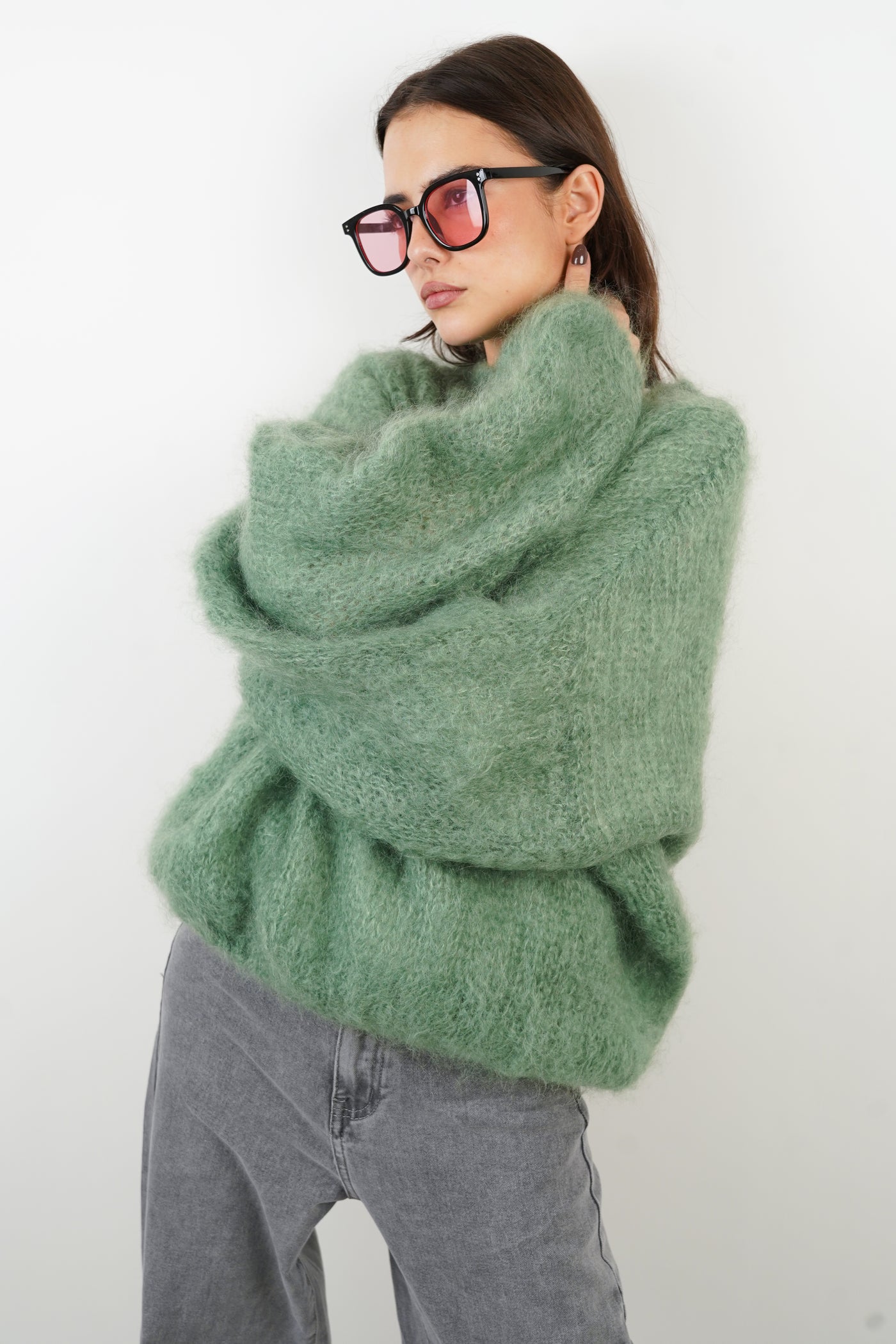 AVA Cotton Sequin Circle Sweat - Latte main image 0