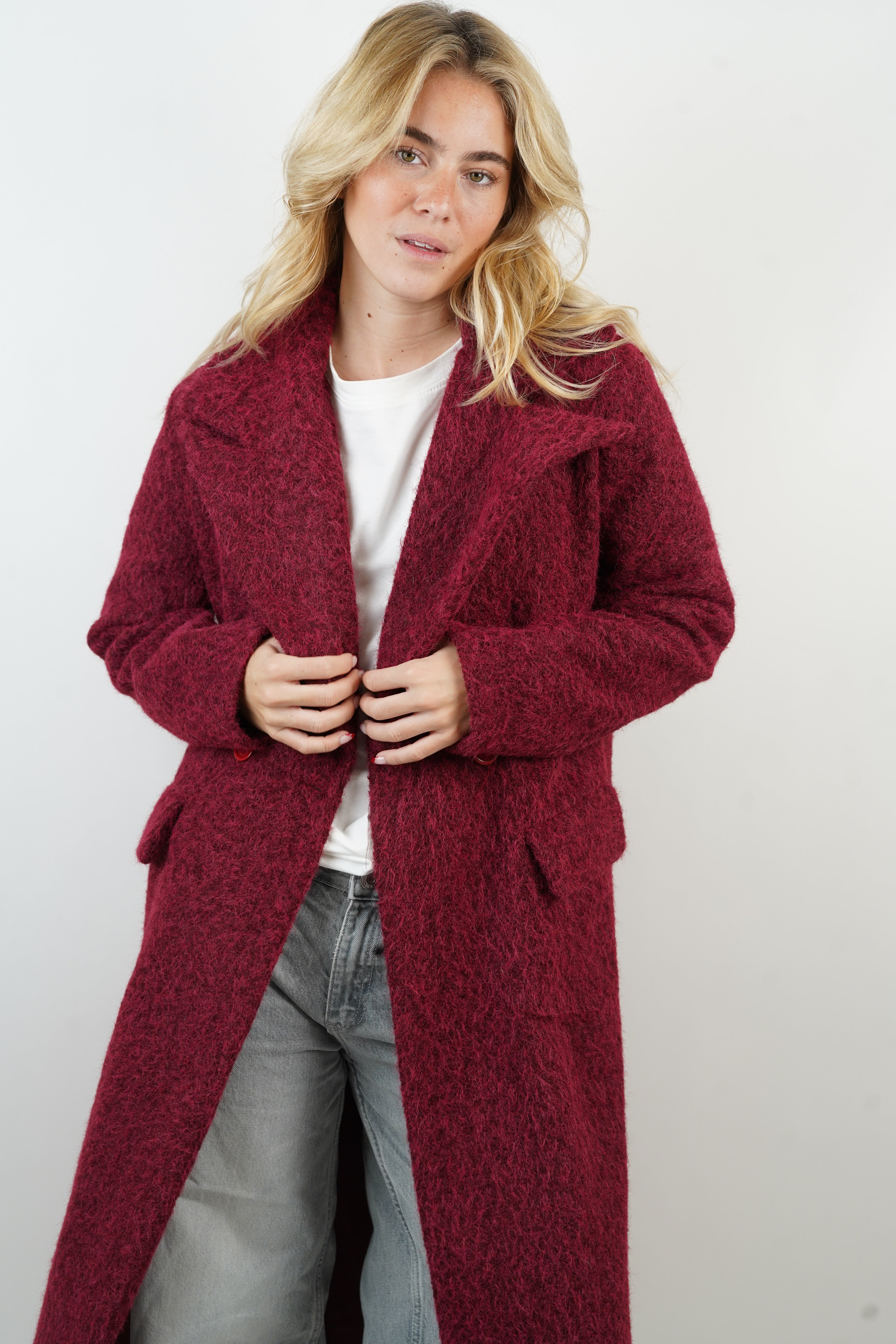 Ella burgundy coat