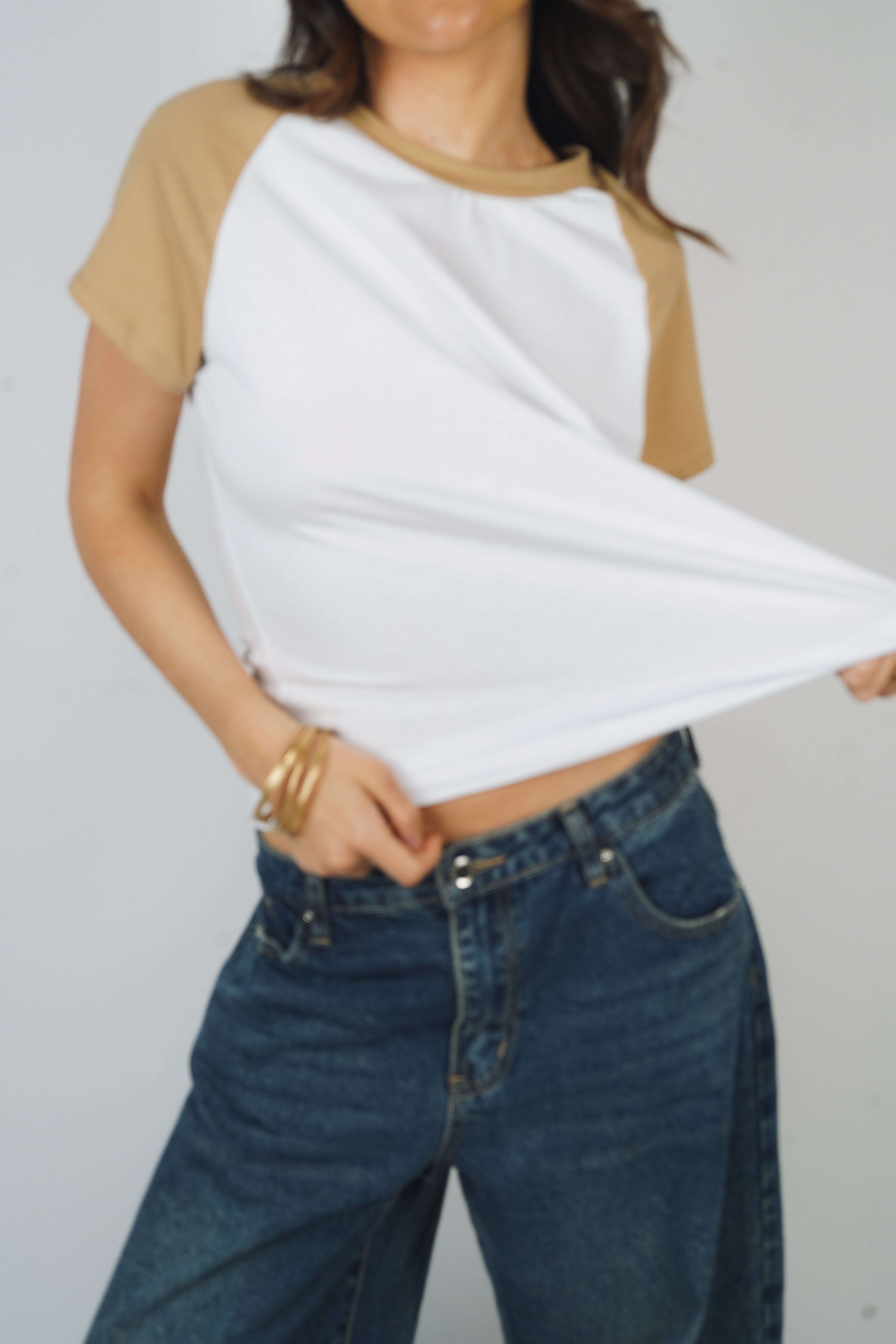 Tee-shirt Julia blanc et taupe