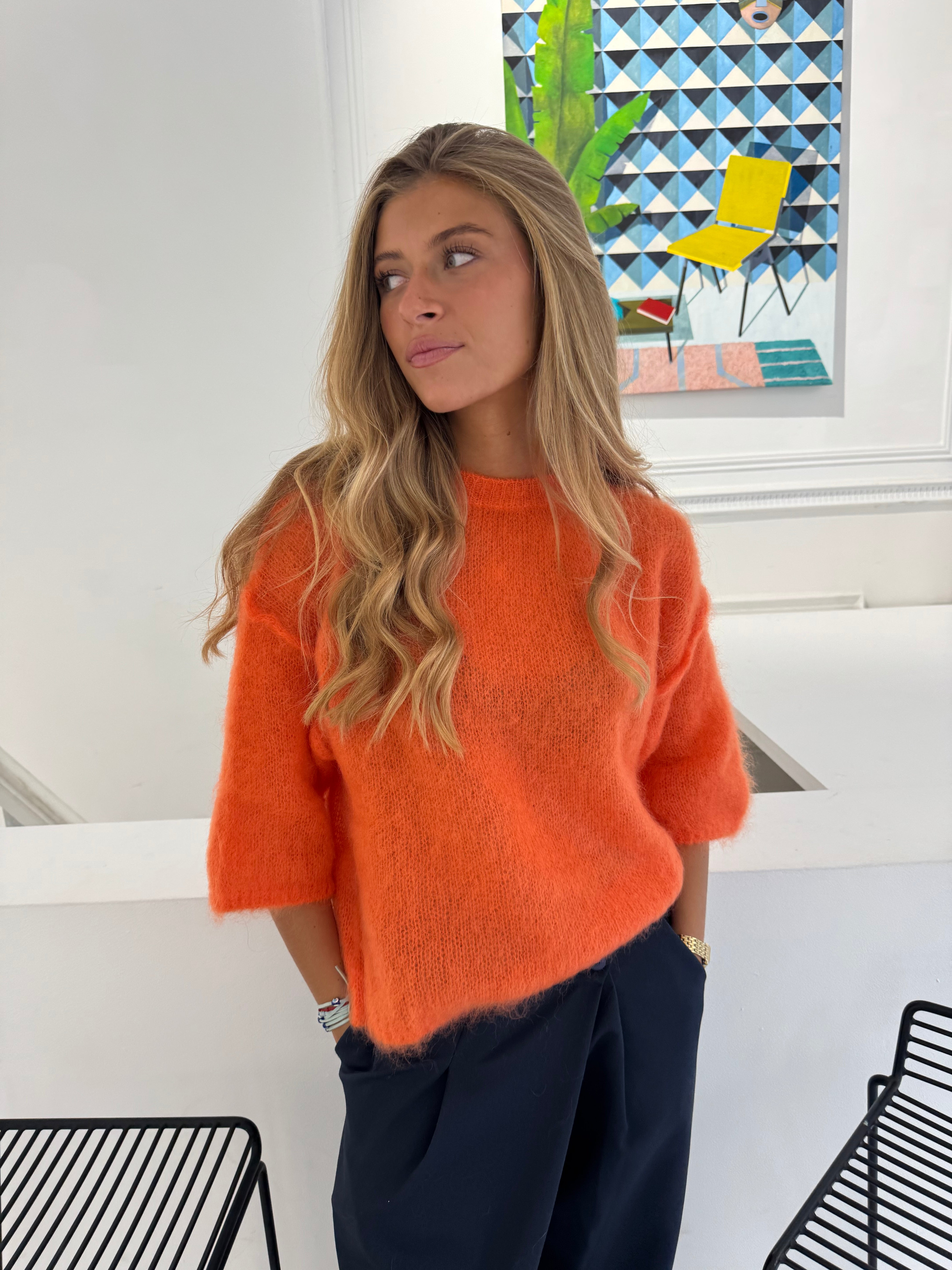 Pull 80% Mohair Jodie orange