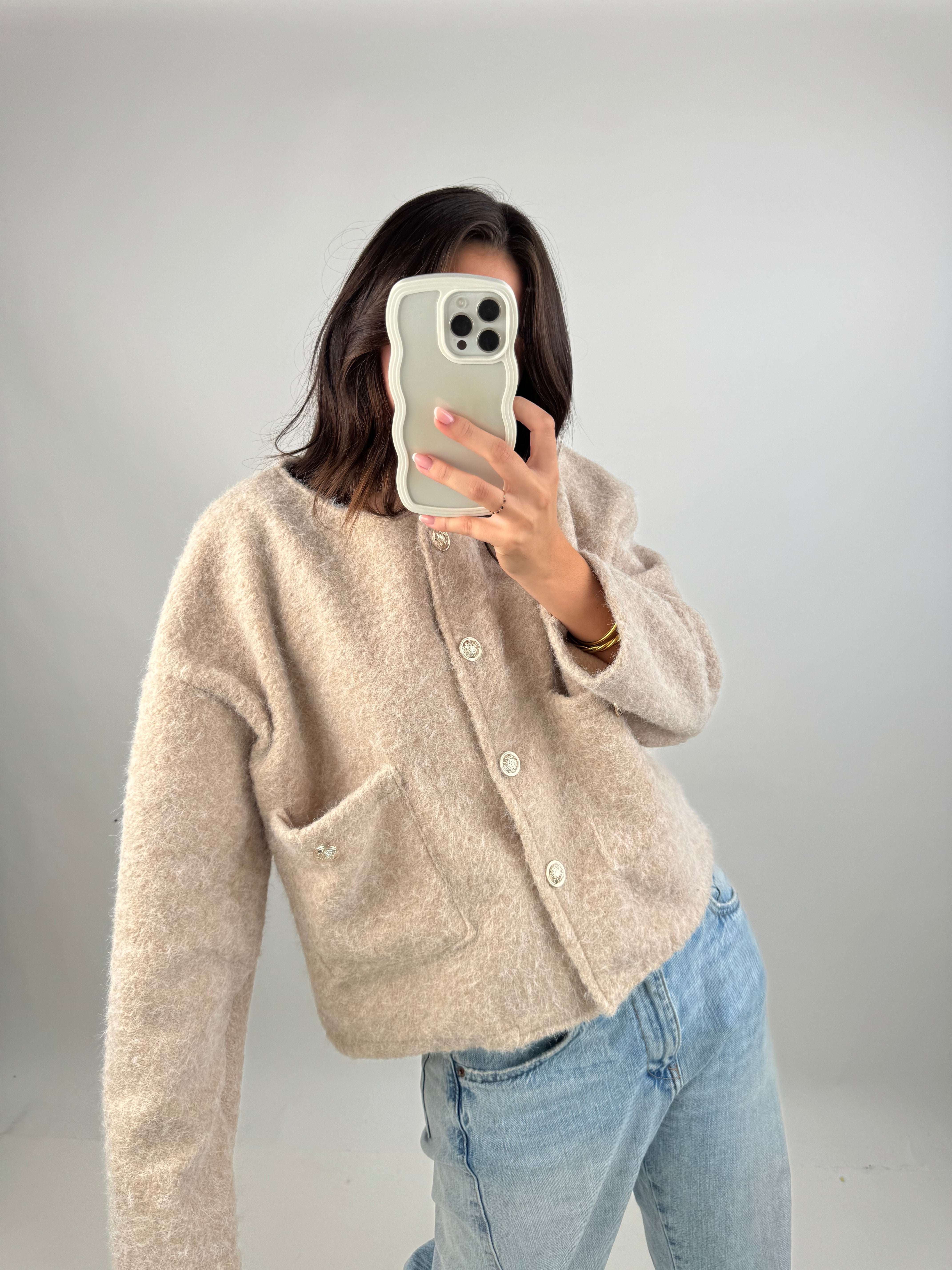 Beige Gisèle-Strickjacke