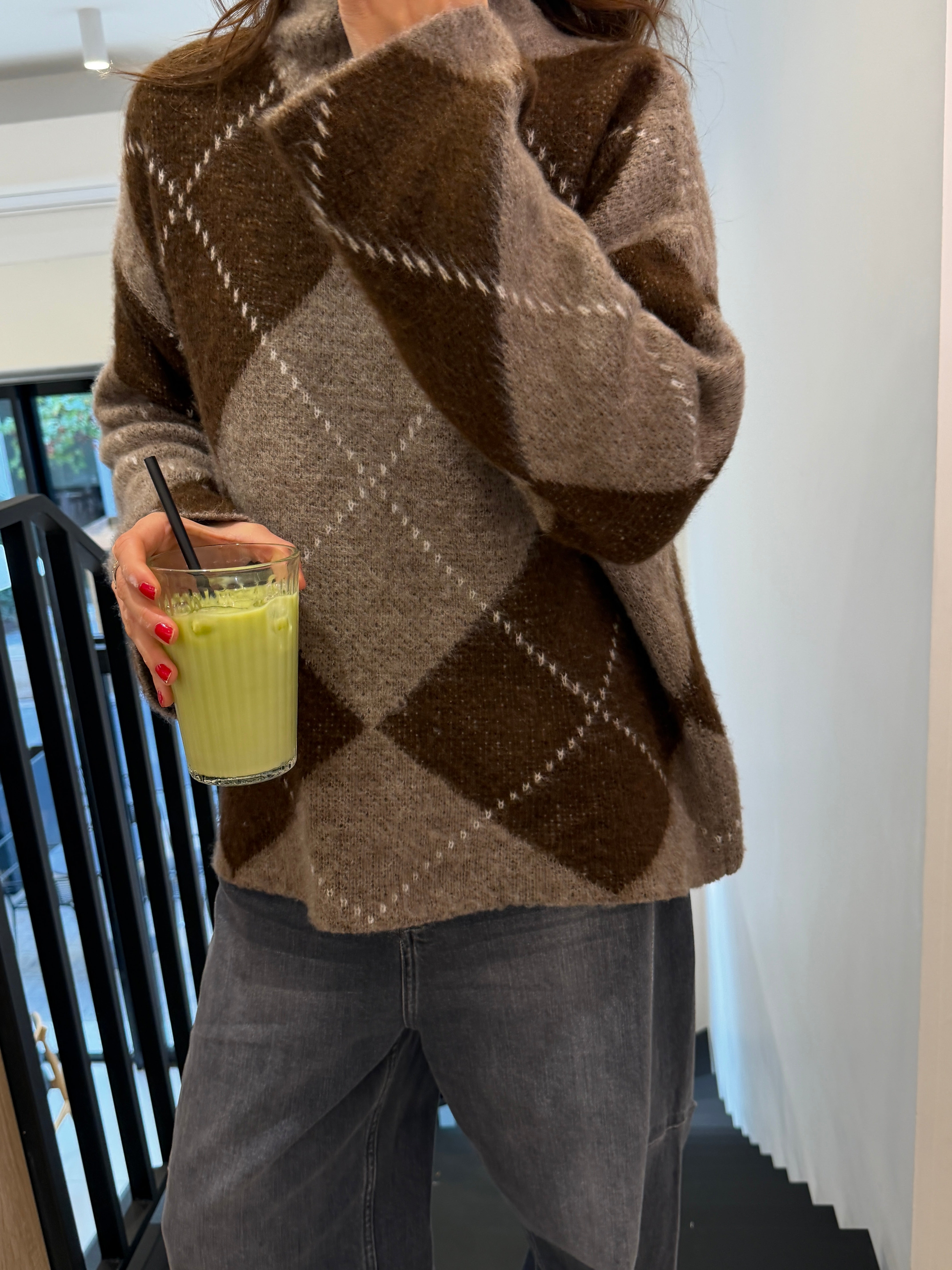 Candice taupe and brown sweater