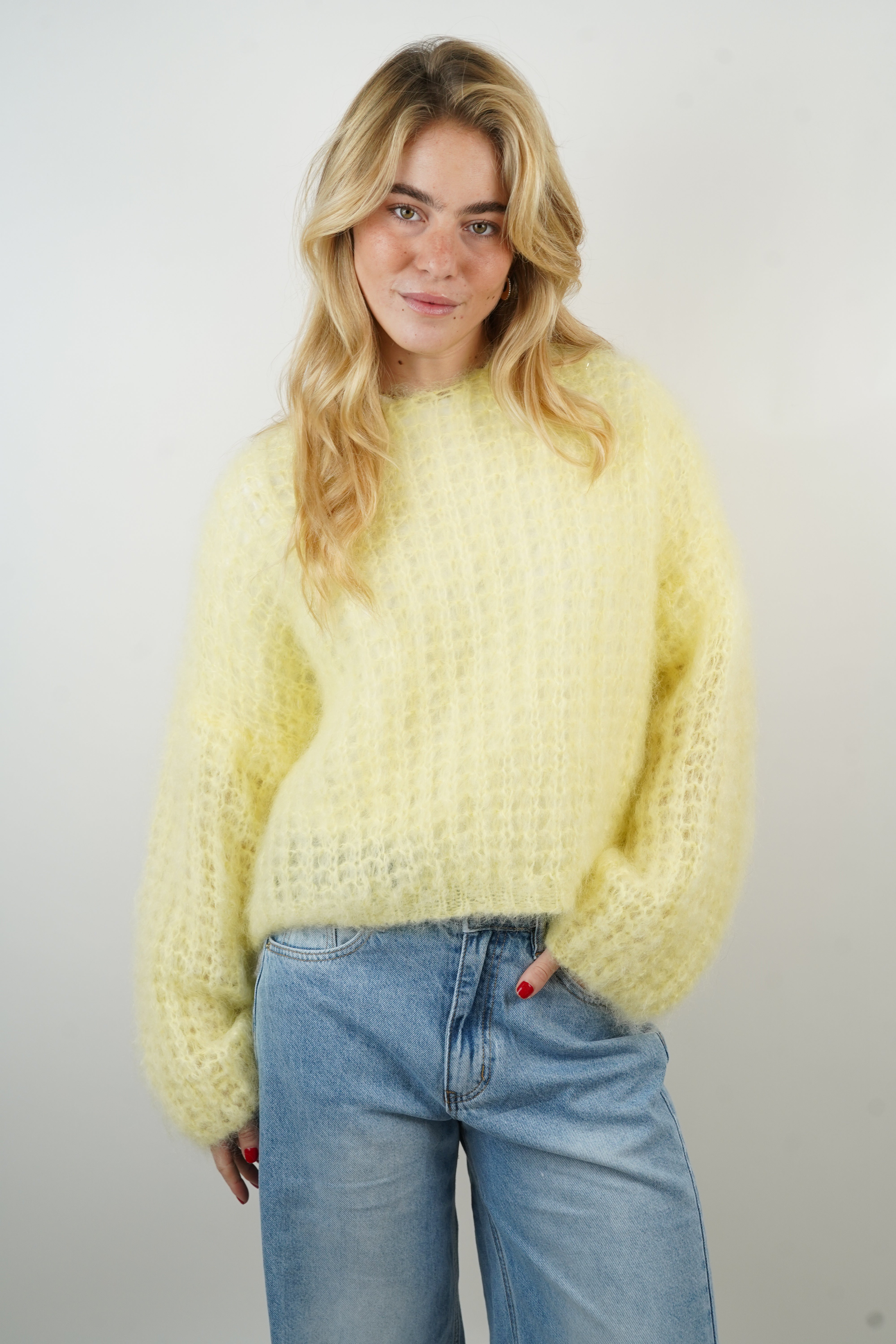 Pull 80% mohair Zoé jaune