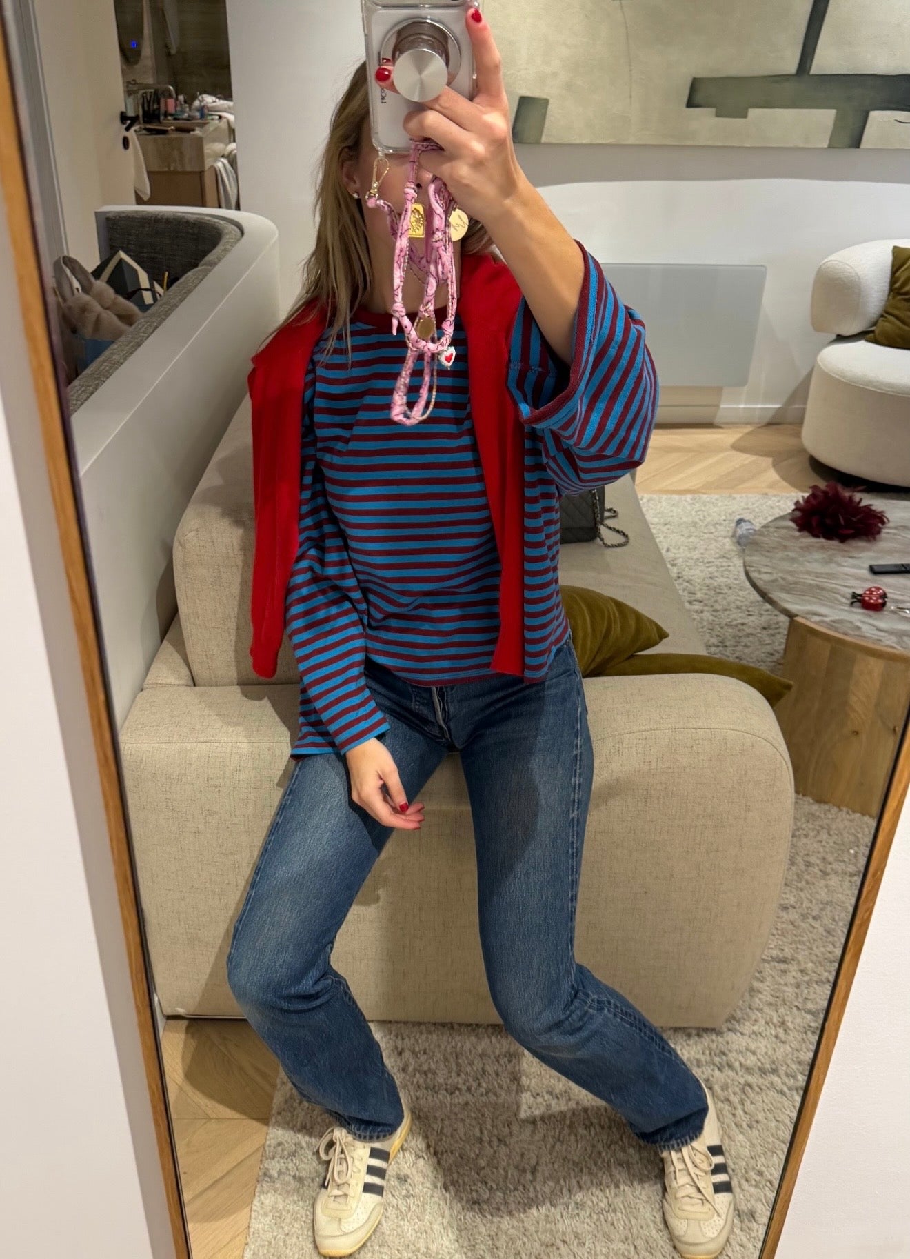 Tee-shirt Océane rouge et bleu