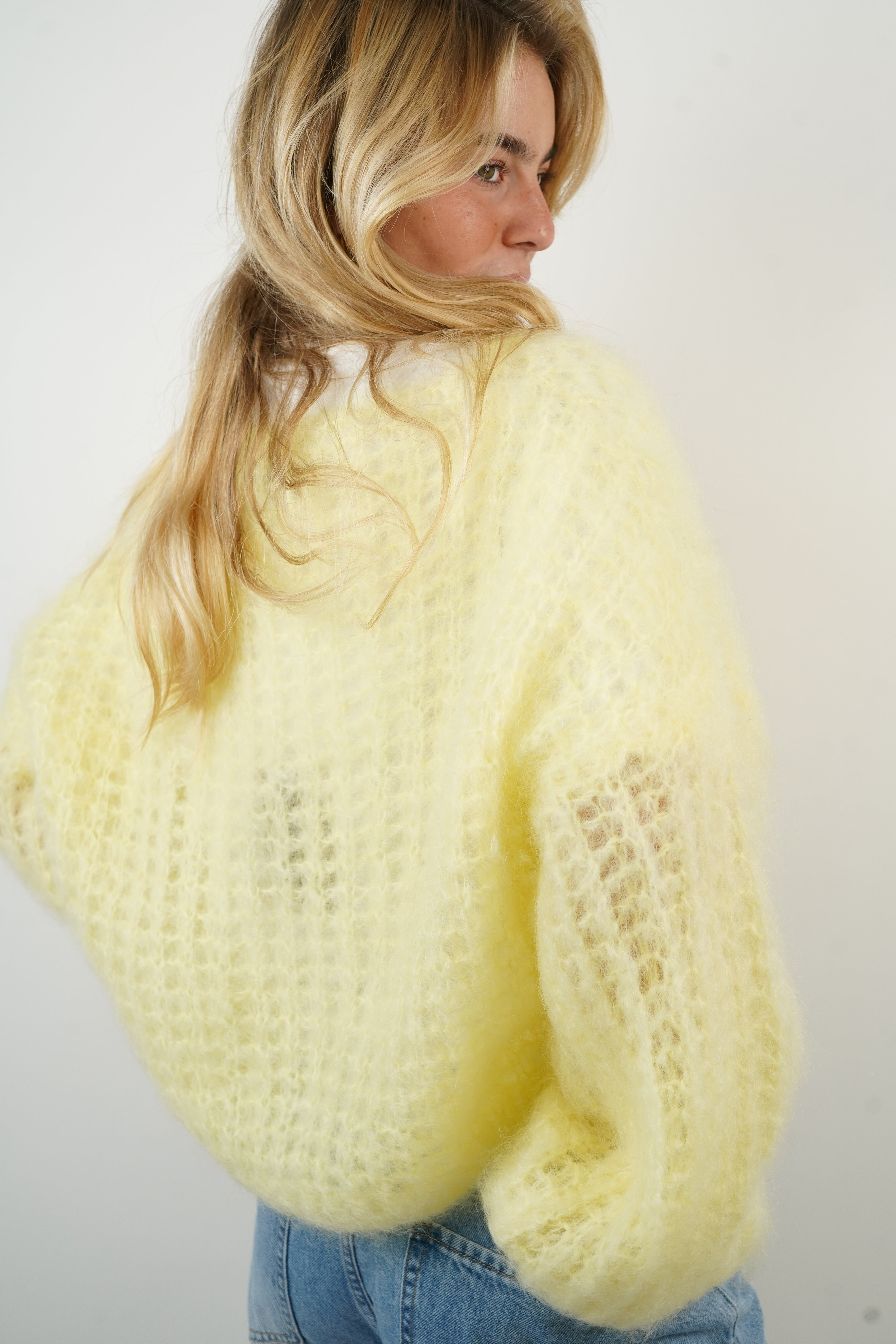 Pull 80% mohair Zoé jaune