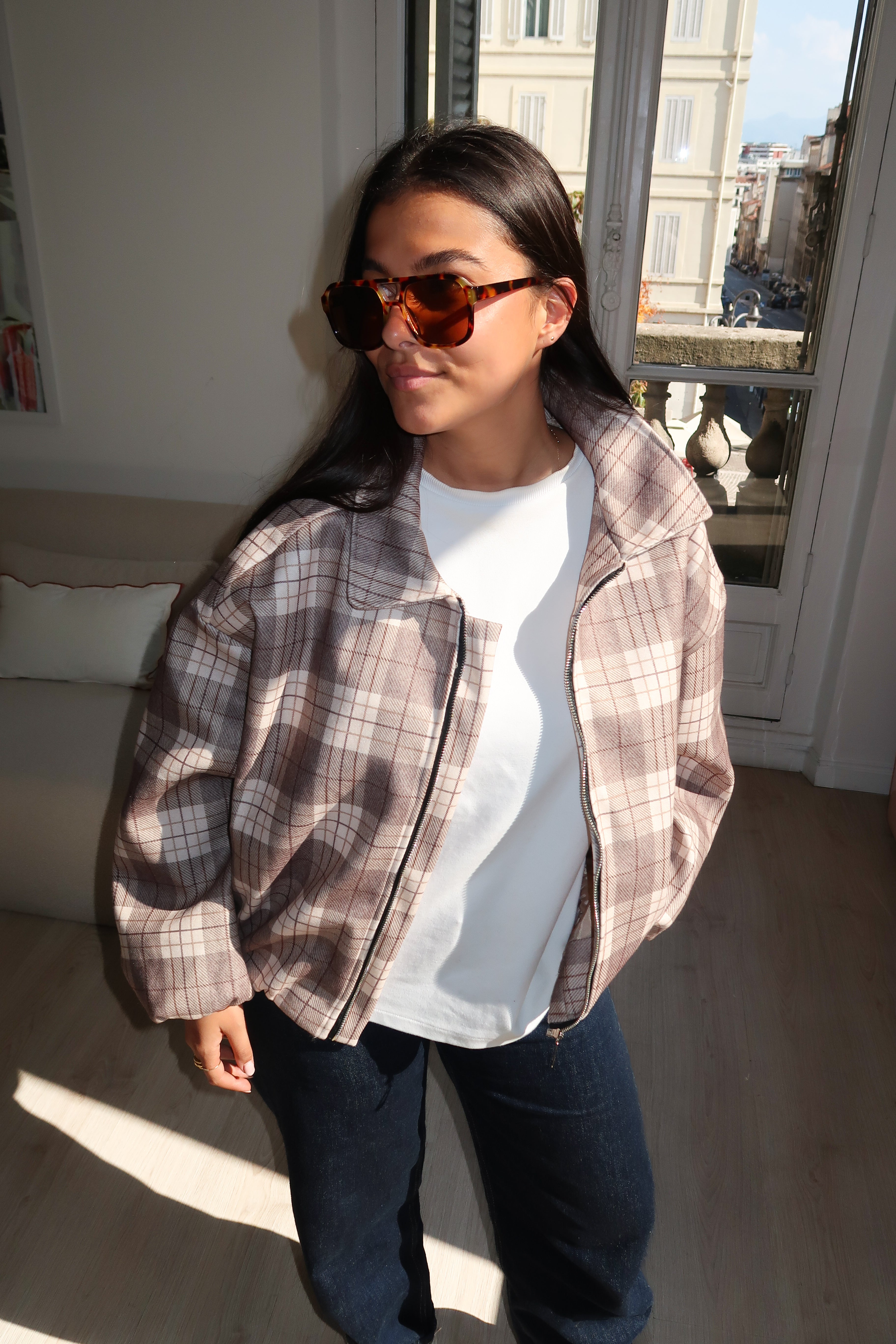 Sophie beige bomber jacket